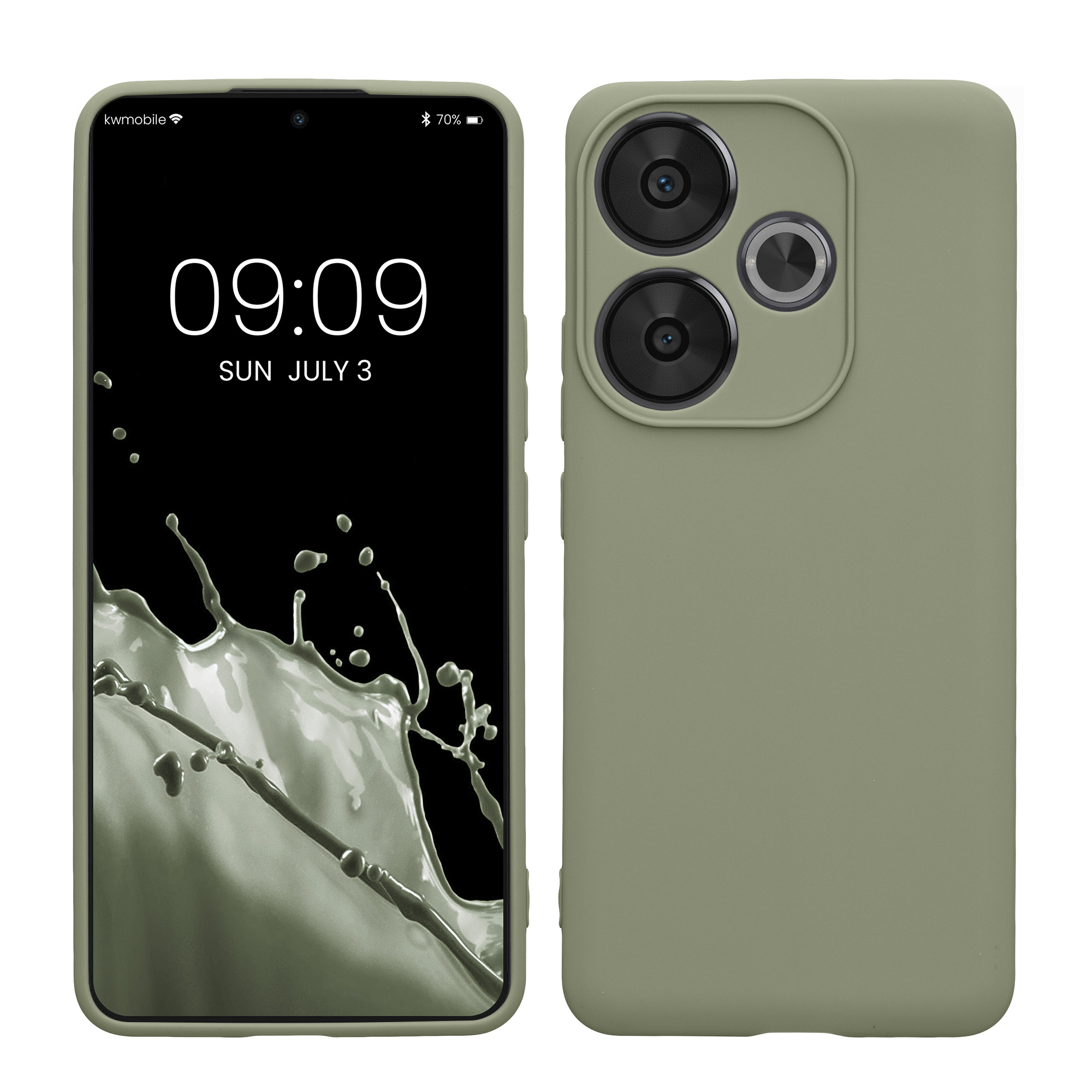 Matný TPU kryt pro Xiaomi Poco F6 5G kwmobile ‑ šedozelená