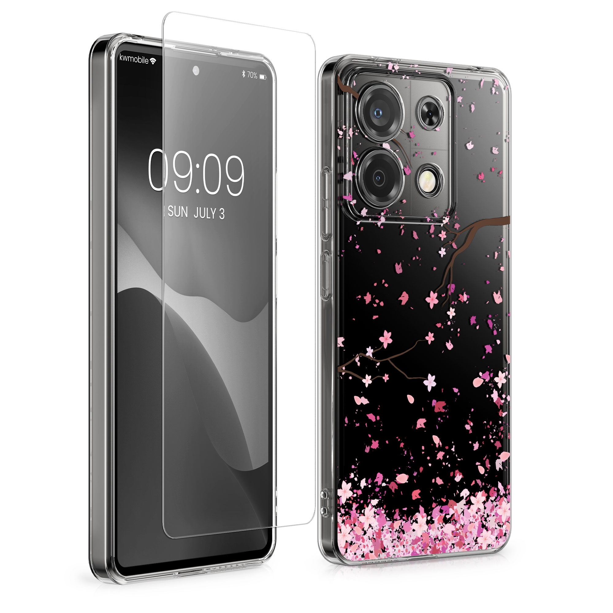Průhledný kryt Xiaomi Redmi Note 13 Pro 5G sada ochranné sklo kwmobile
