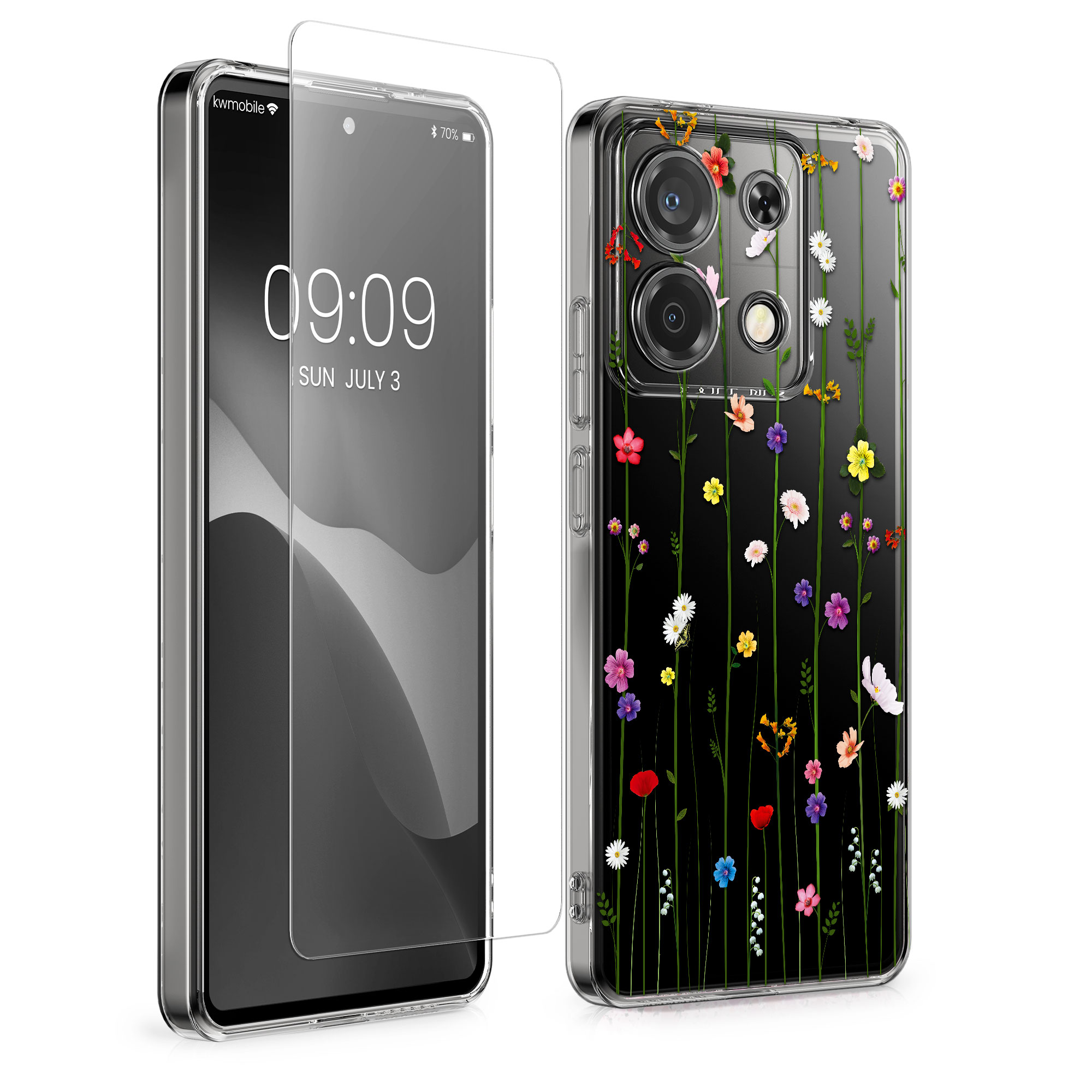 Průhledný kryt Xiaomi Redmi Note 13 Pro 5G sada ochranné sklo kwmobile