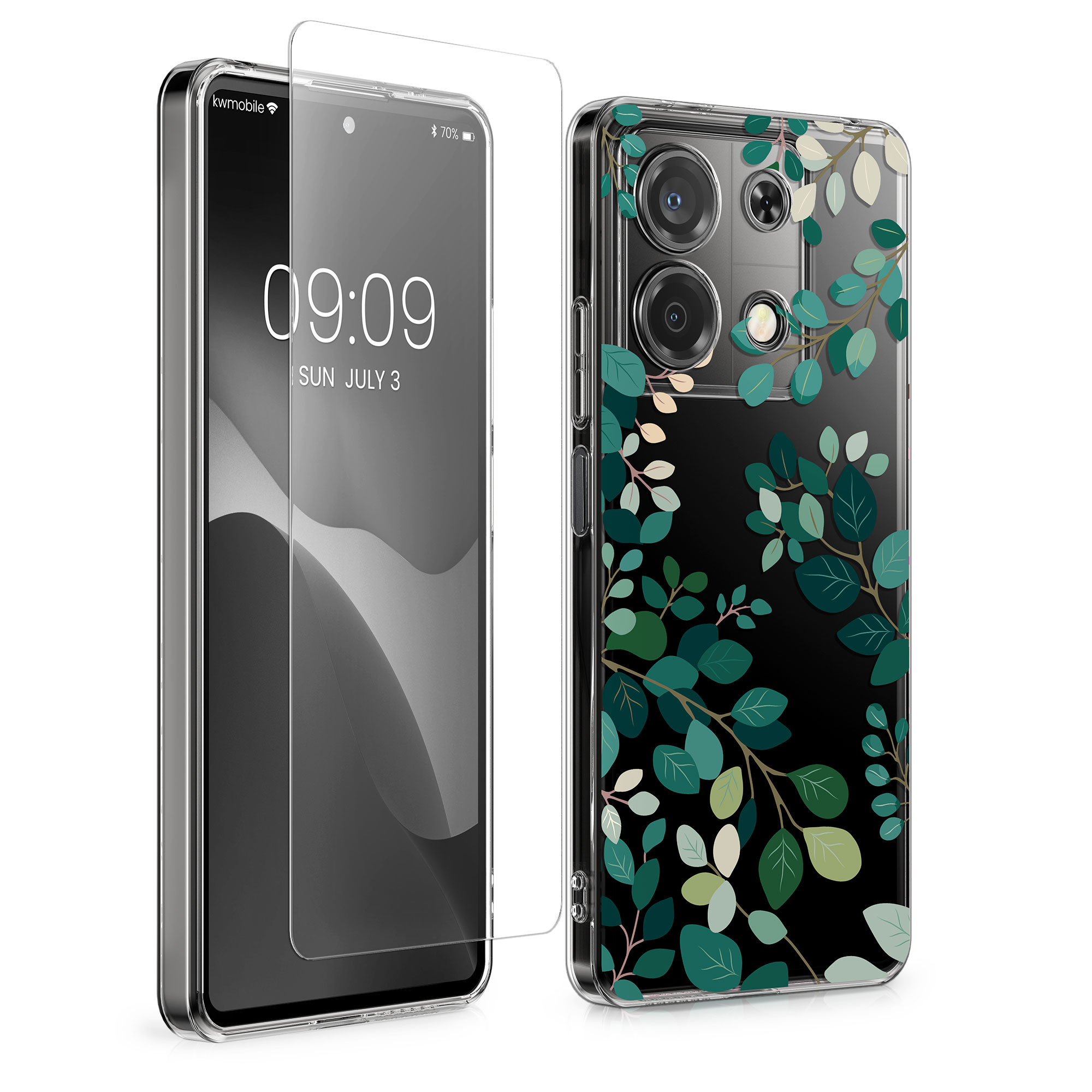 Průhledný kryt Xiaomi Redmi Note 13 5G sada ochranné sklo kwmobile