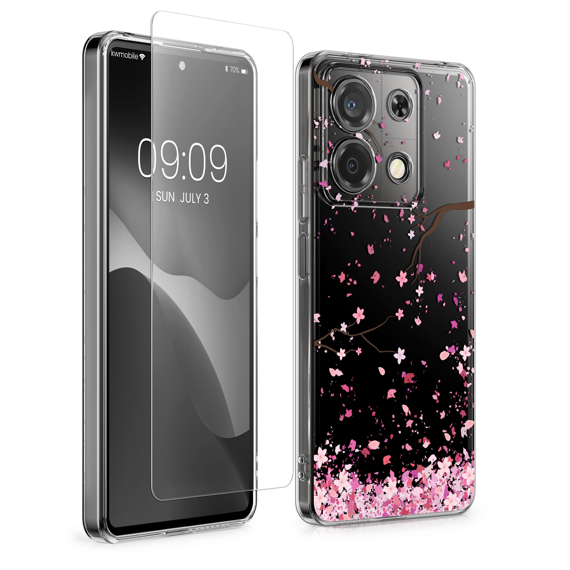 Průhledný kryt Xiaomi Redmi Note 13 5G sada ochranné sklo kwmobile