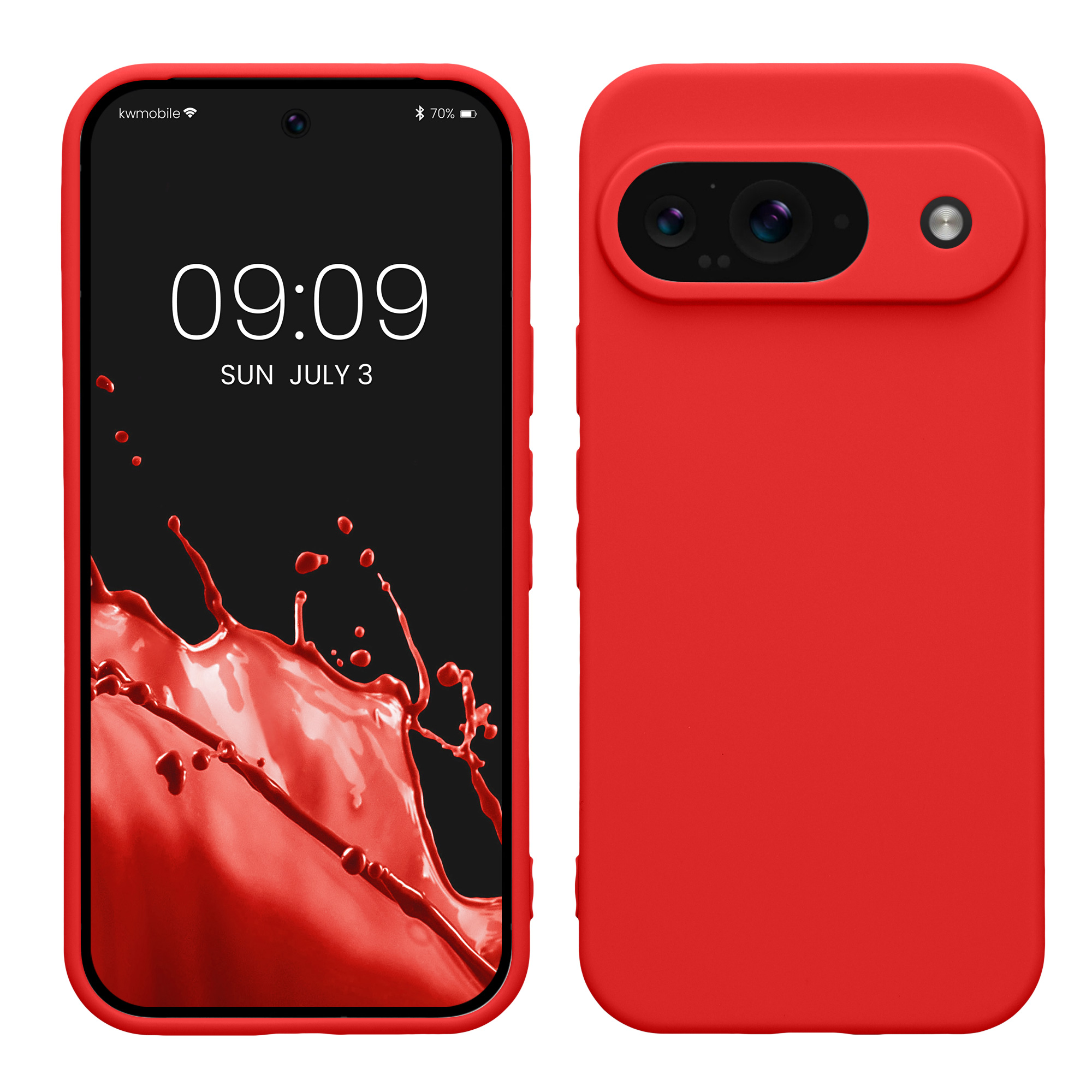 Tenký matný TPU kryt pro Google Pixel 9 kwmobile ‑ klasická červená