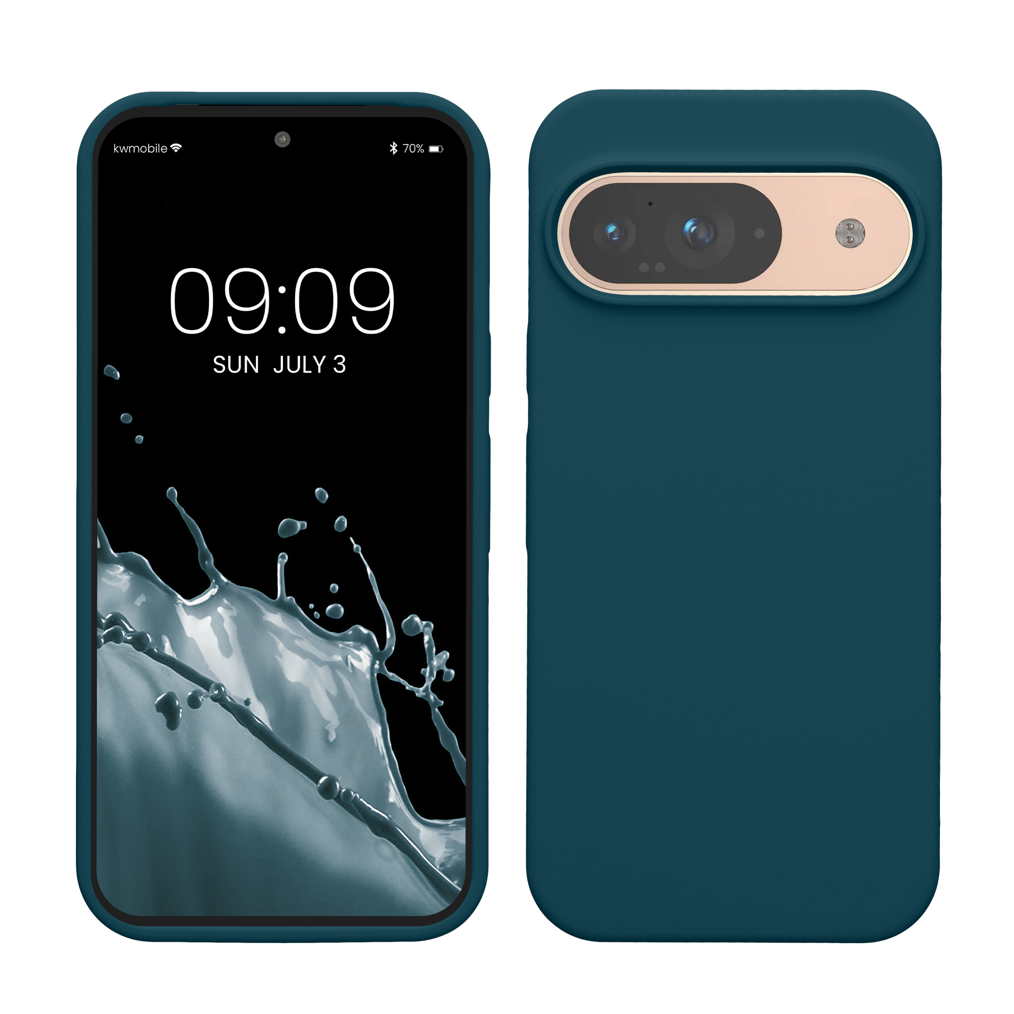 Kryt pro Google Pixel 9 / Pixel 9 Pro, pro bezdrátové nabíjení kwmobile ‑ matná petrolejová