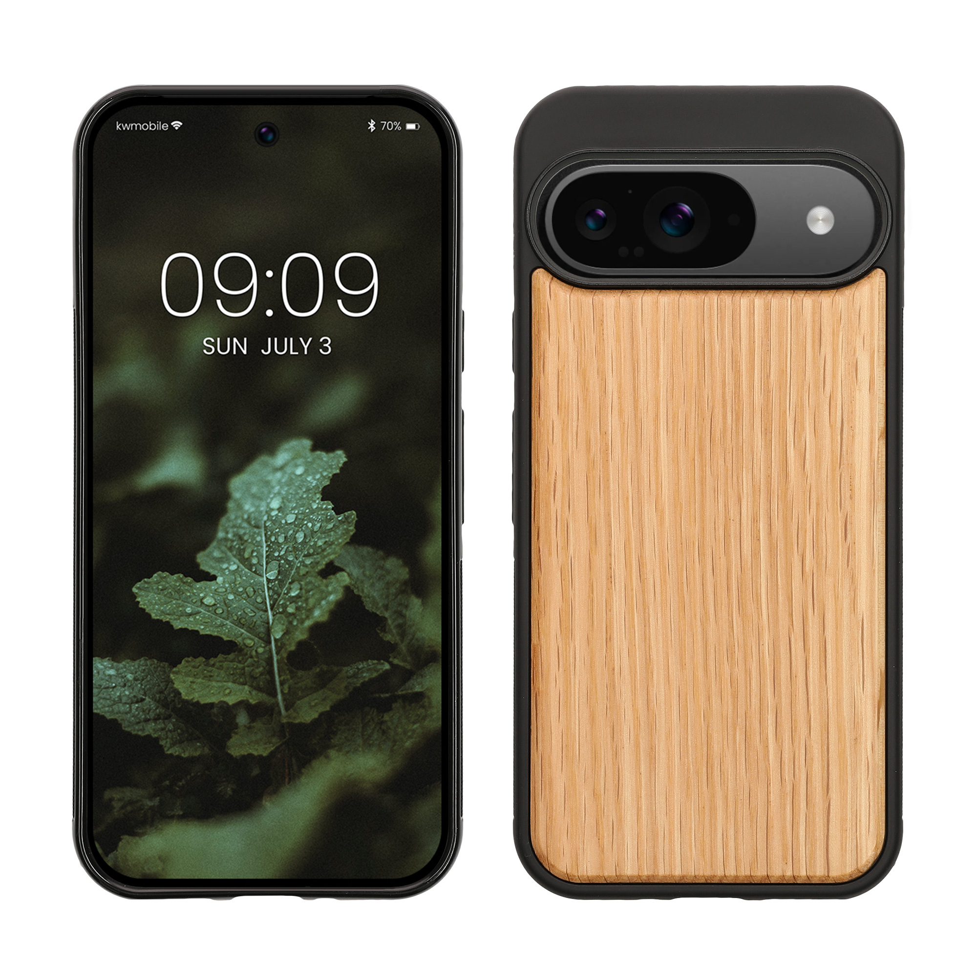 Dřevěný kryt na mobil kwmobile dřevěný pro Google Pixel 9 / Pixel 9 Pro - hnědá