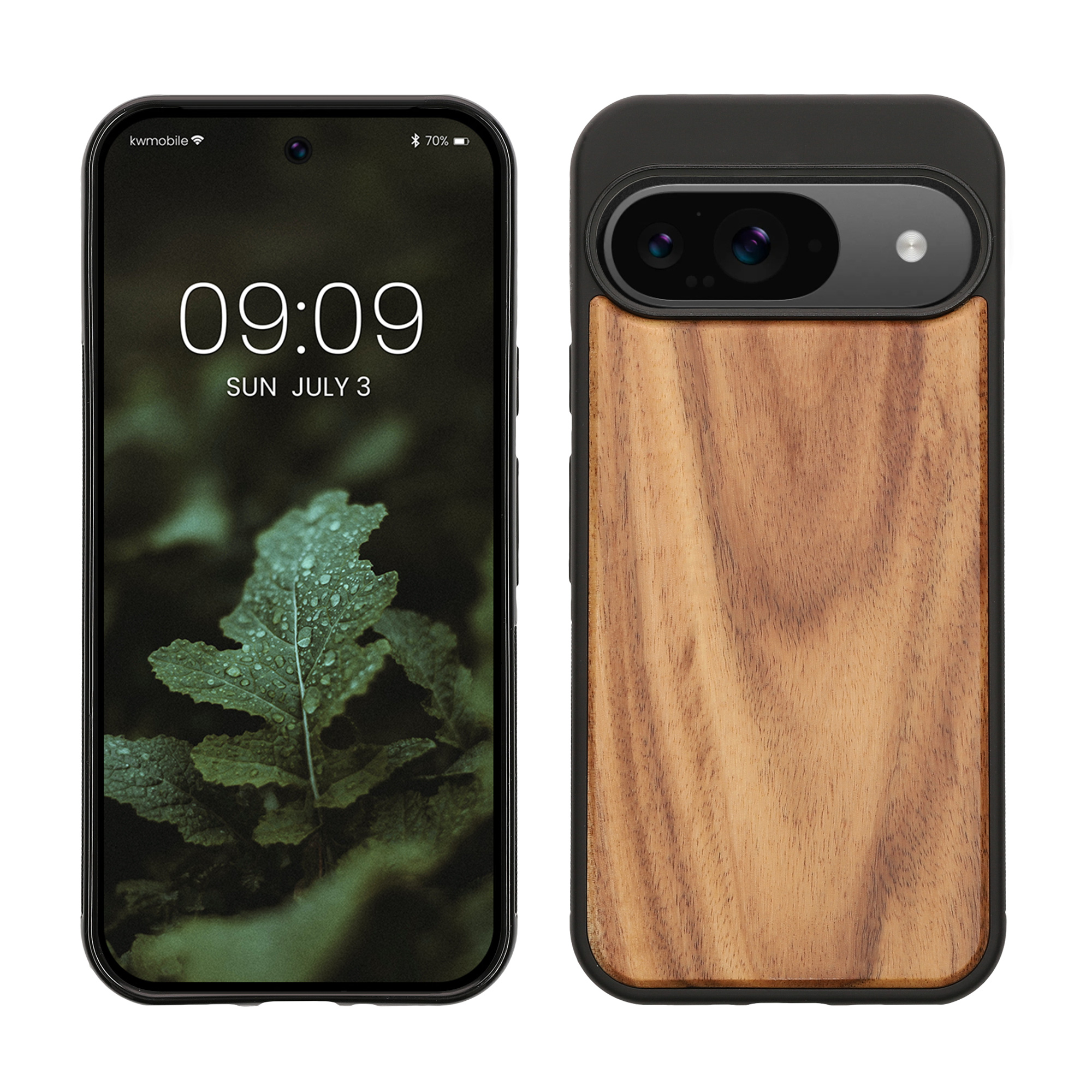 Dřevěný kryt na mobil kwmobile dřevěný pro Google Pixel 9 / Pixel 9 Pro - hnědá