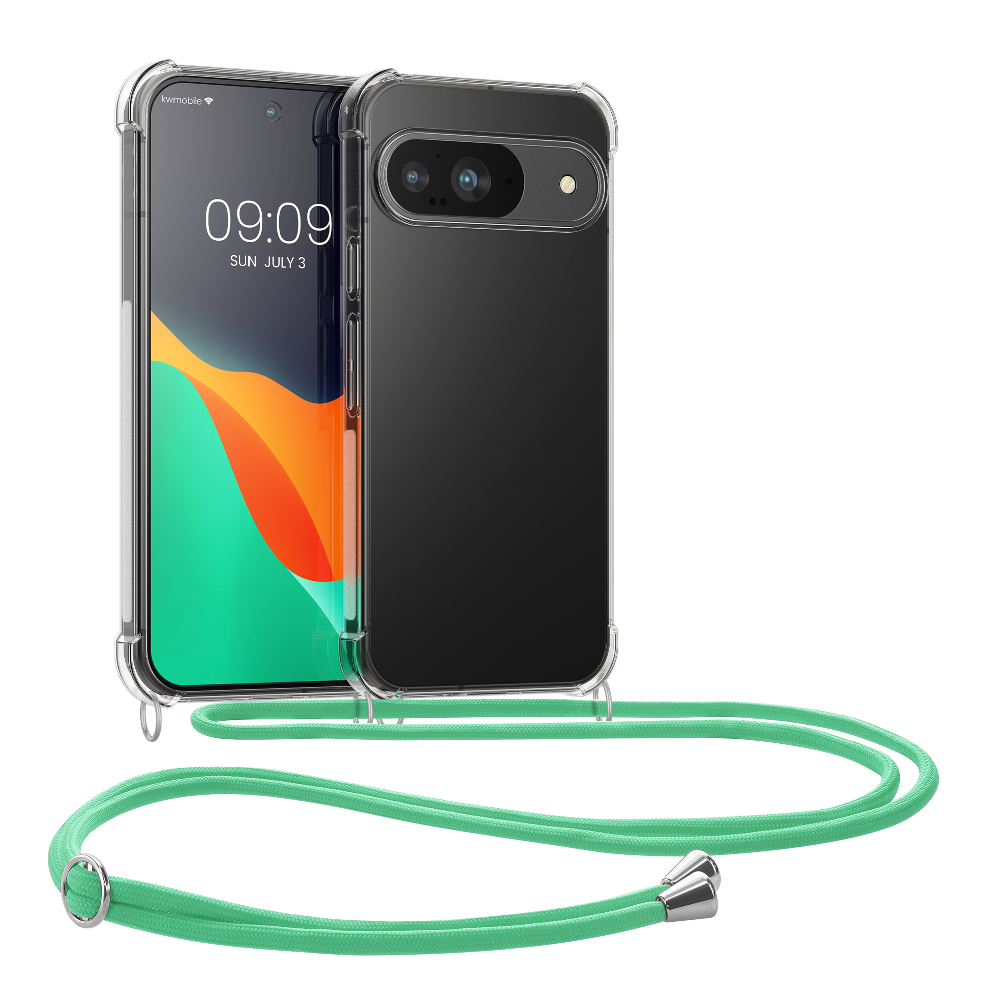 Crossbody kryt na mobil kwmobile Crossbody Case pro Google Pixel 9 / Pixel 9 Pro - transparentní