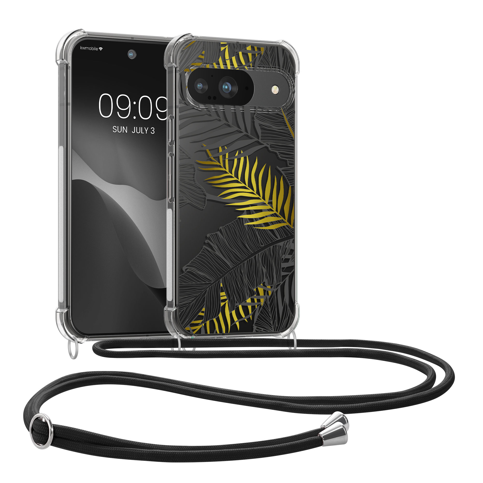Crossbody kryt na mobil kwmobile Crossbody Case pro Google Pixel 9 / Pixel 9 Pro - šedá / transparentní
