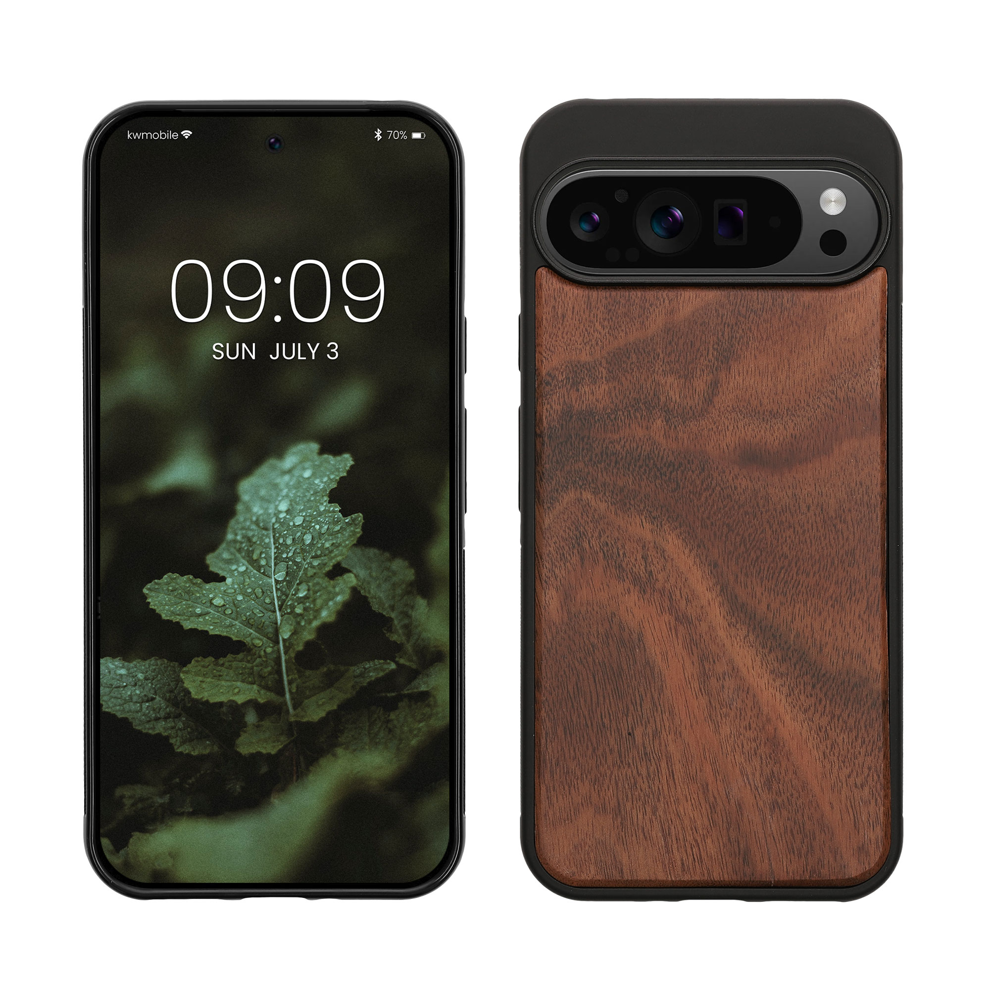 Dřevěný kryt kwmobile pro Google Pixel 9 Pro XL - vintage hnědá / hnědá