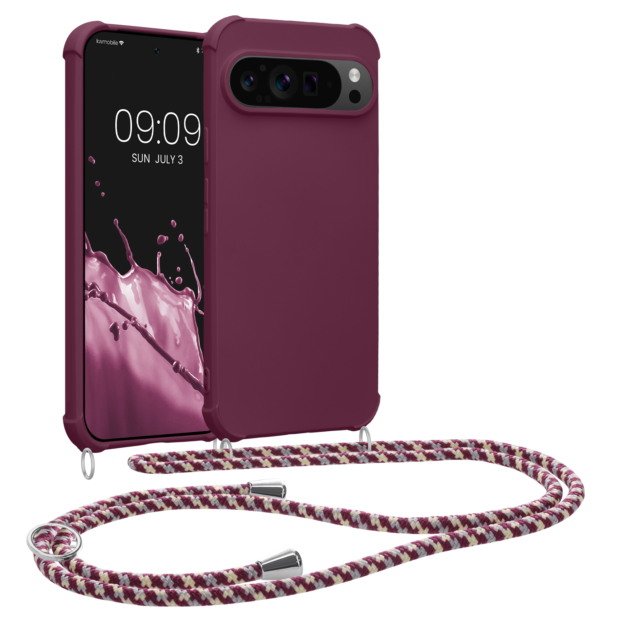 Crossbody kryt na mobil kwmobile Crossbody Case pro Google Pixel 9 / Pixel 9 Pro - vínově fialová