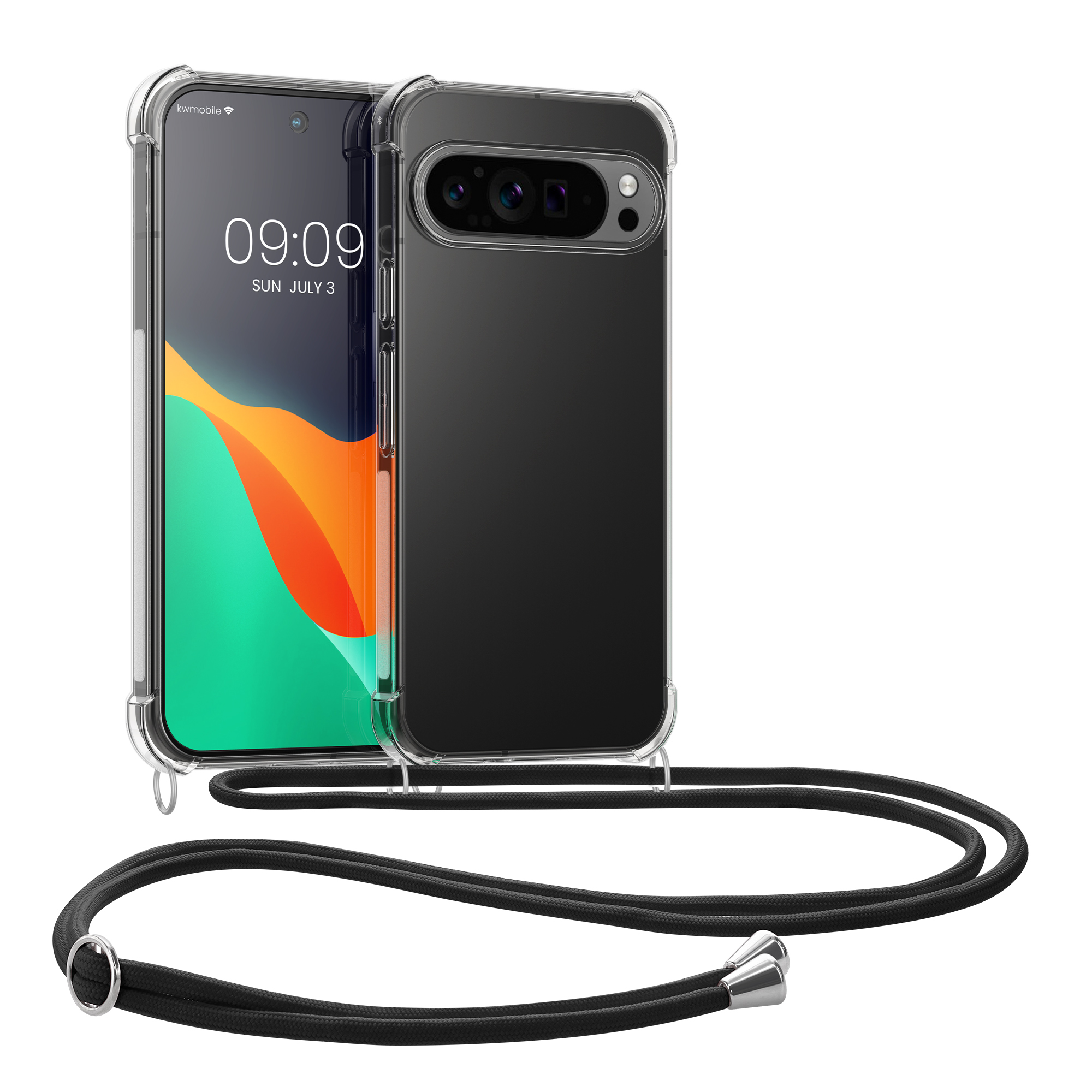 Crossbody kryt kwmobile pro Google Pixel 9 Pro XL - transparentní / černá