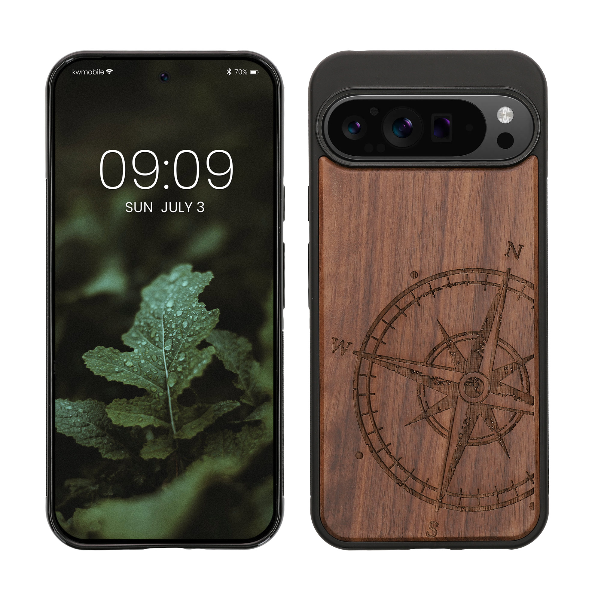 Dřevěný kryt kwmobile pro Google Pixel 9 Pro XL - tmavě hnědá