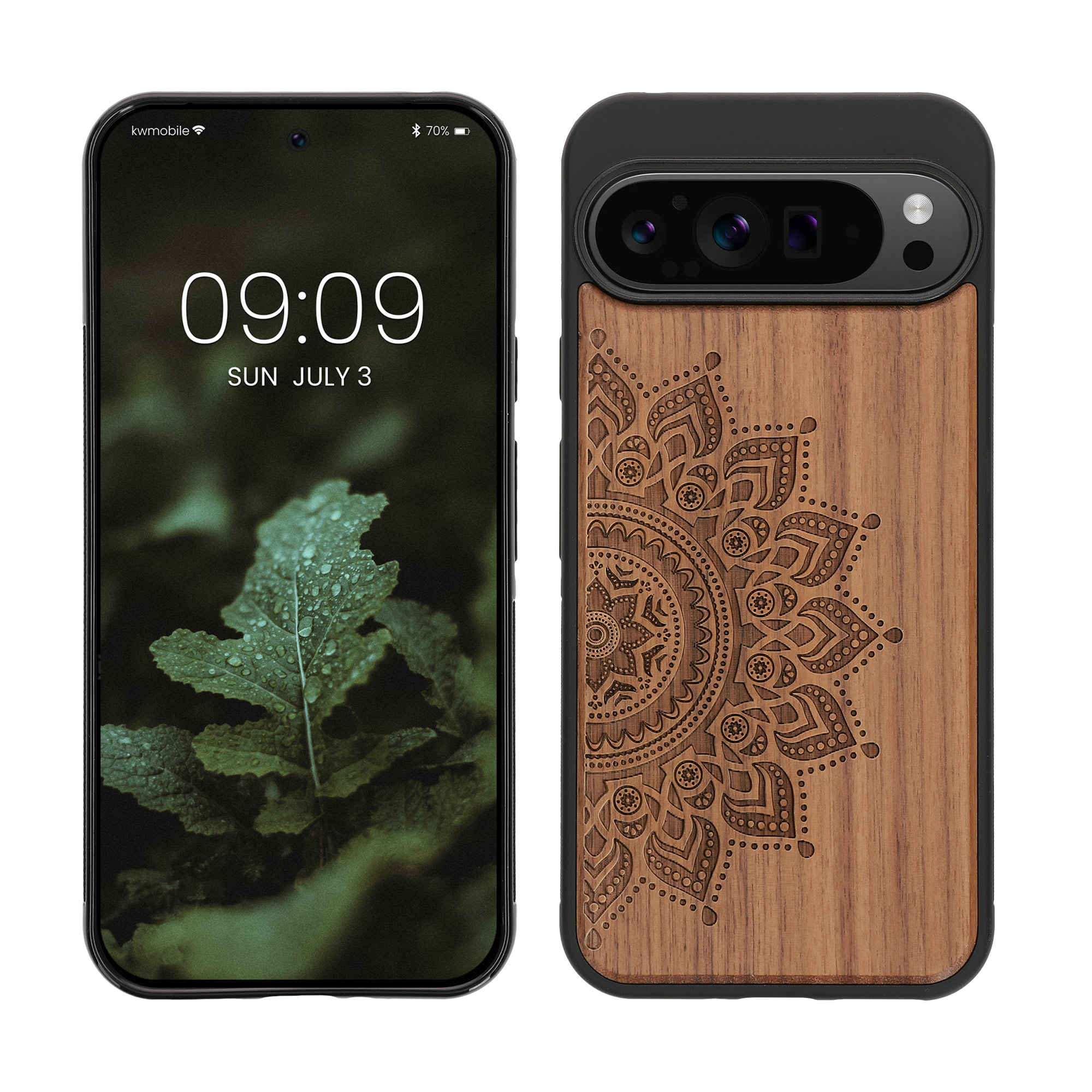 Dřevěný kryt kwmobile pro Google Pixel 9 Pro XL - tmavě hnědá