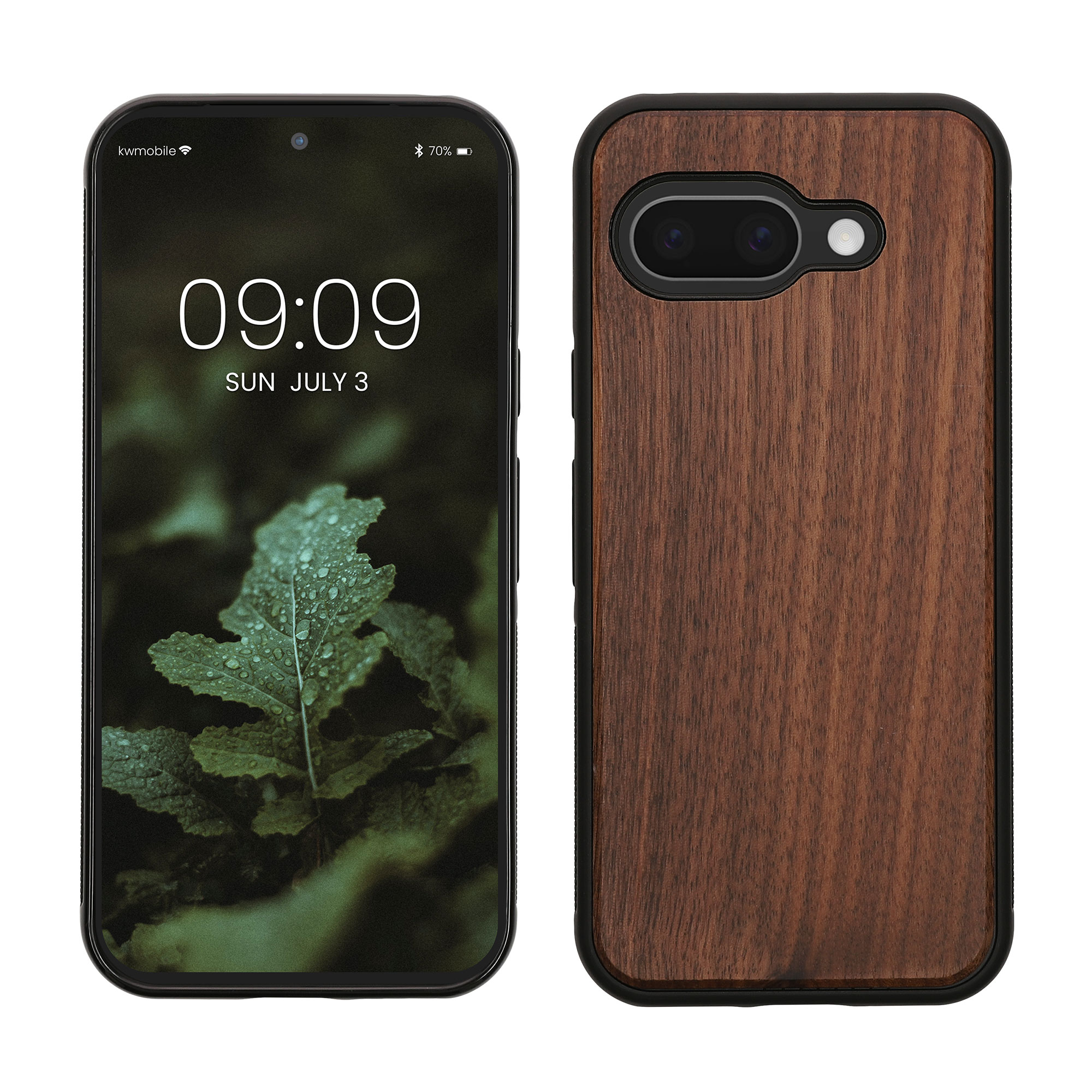 Dřevěný kryt kwmobile pro Google Pixel 9a - tmavě hnědá