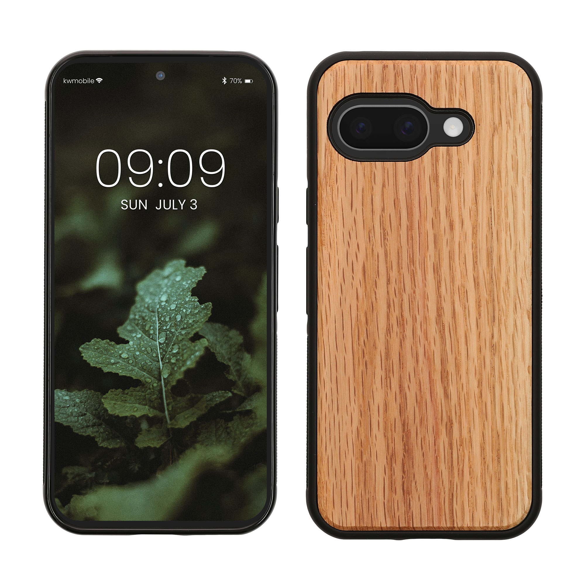 Dřevěný kryt kwmobile pro Google Pixel 9a - světle hnědá / hnědá