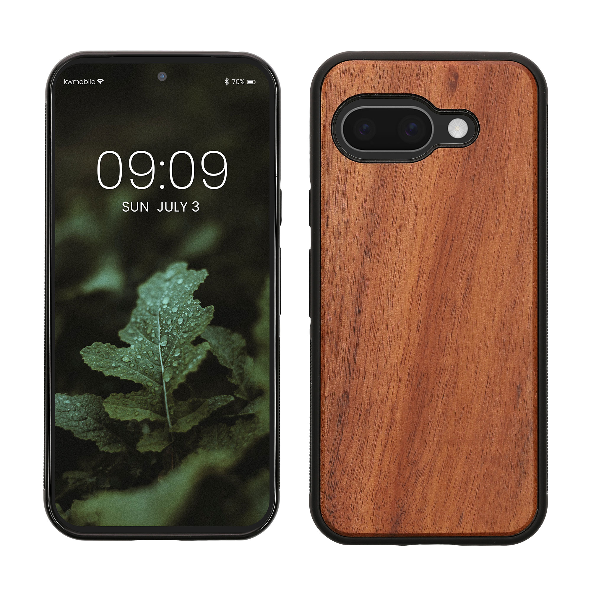 Dřevěný kryt kwmobile pro Google Pixel 9a - vintage hnědá / hnědá