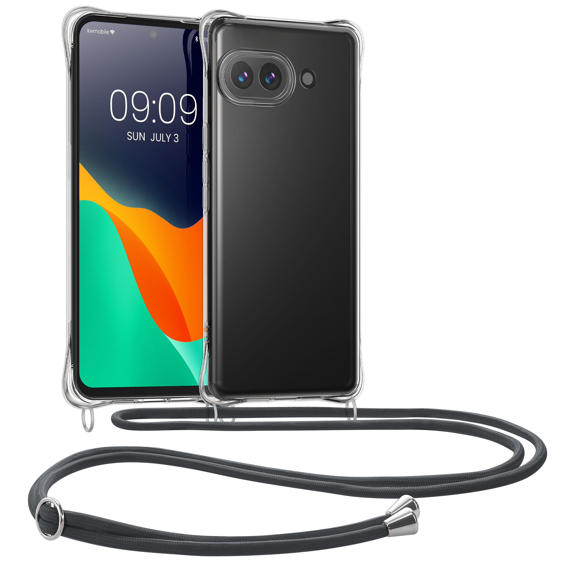 Crossbody kryt kwmobile pro Google Pixel 9a - šedá / transparentní