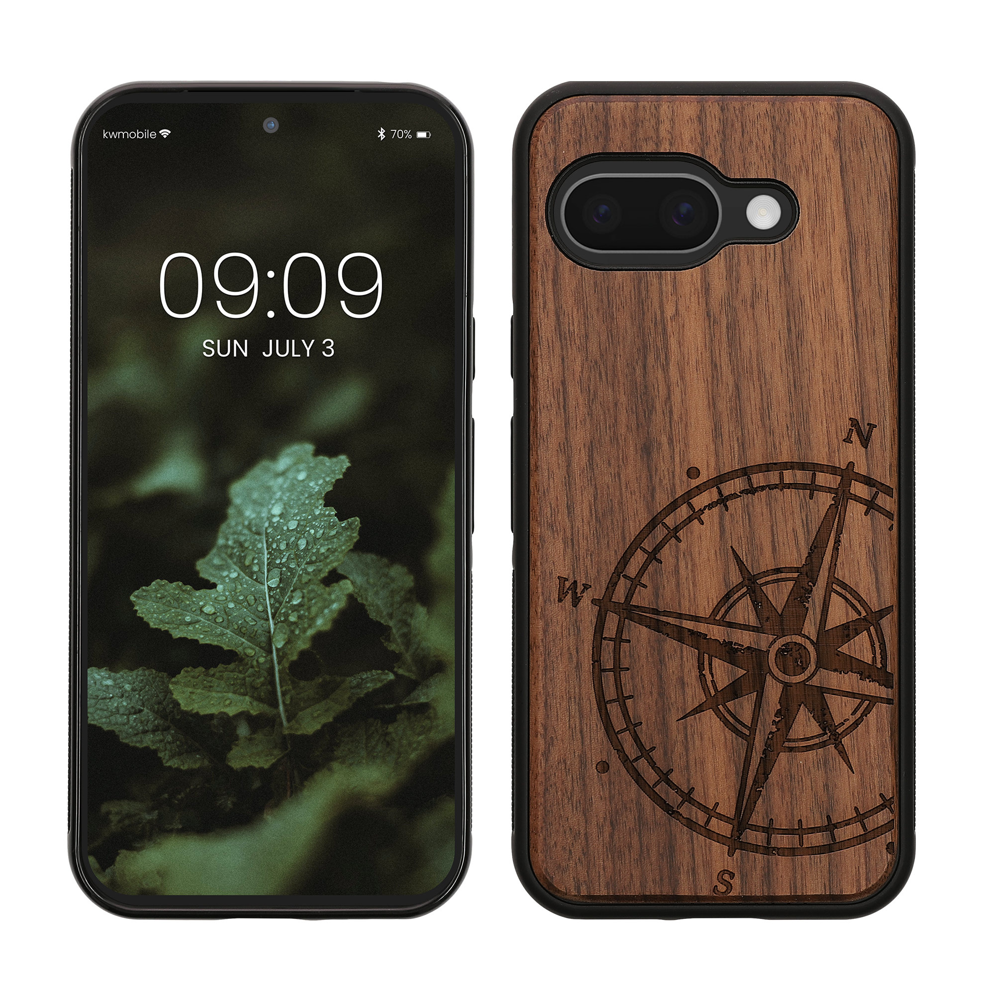 Dřevěný kryt kwmobile pro Google Pixel 9a - tmavě hnědá