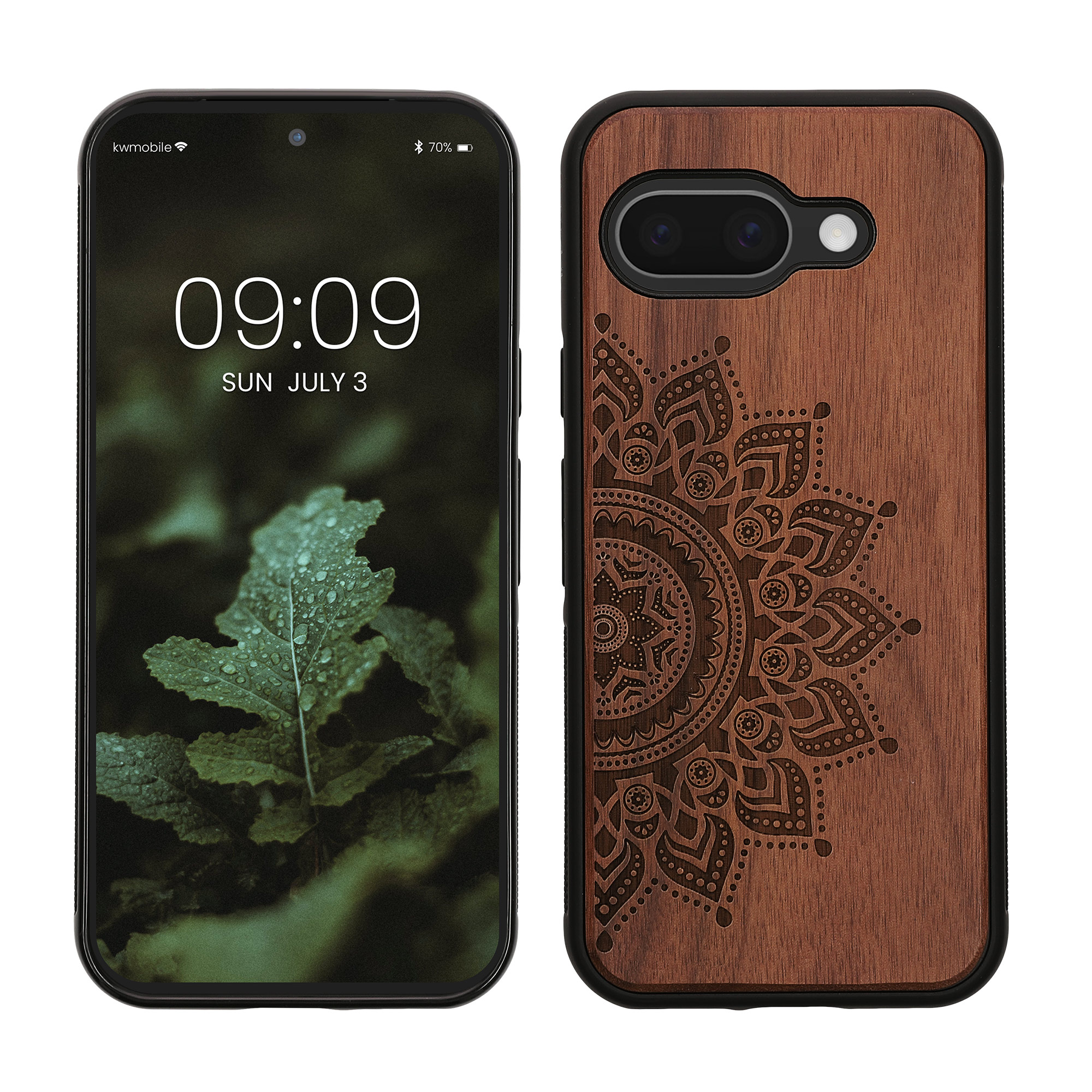 Dřevěný kryt kwmobile pro Google Pixel 9a - tmavě hnědá