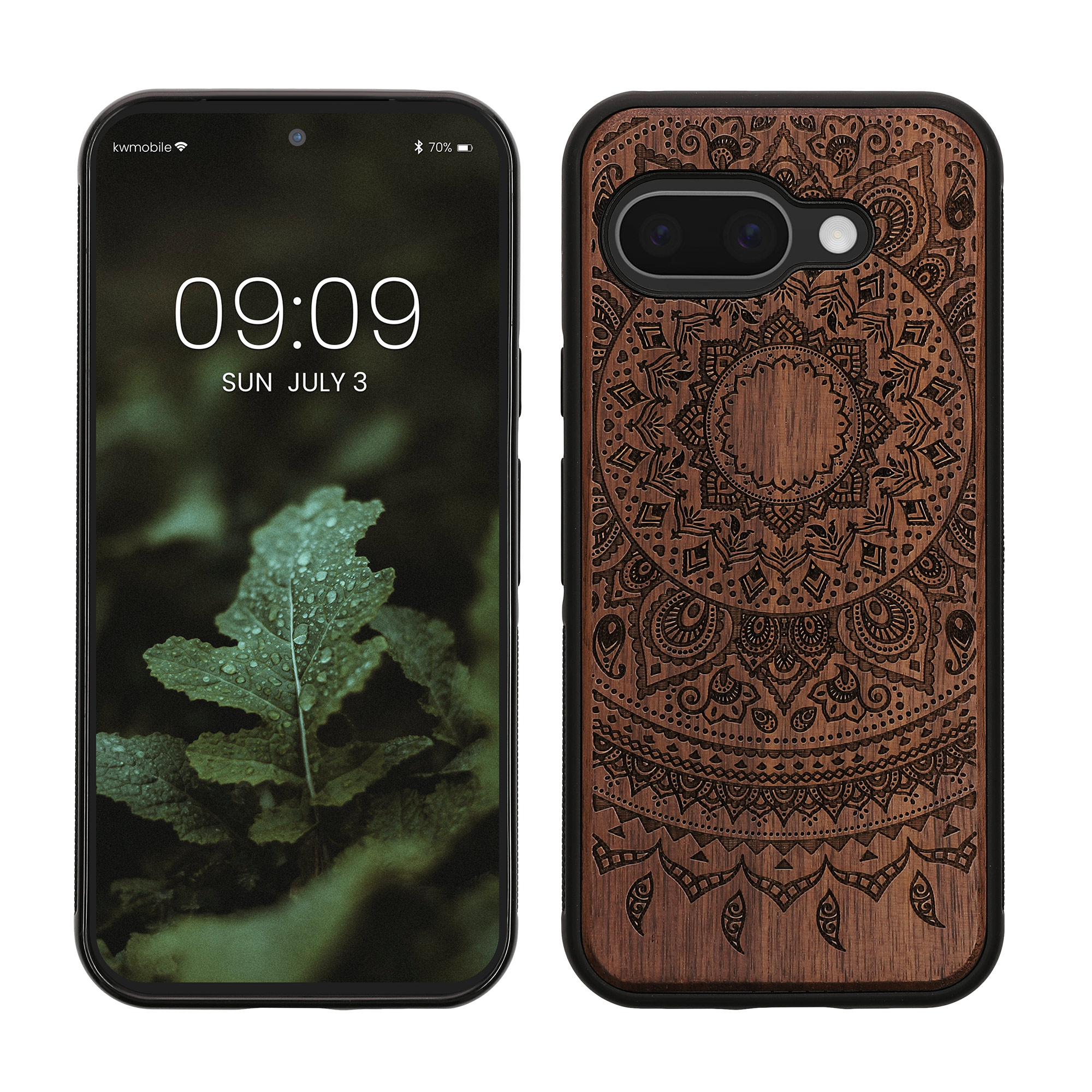 Dřevěný kryt kwmobile pro Google Pixel 9a - tmavě hnědá