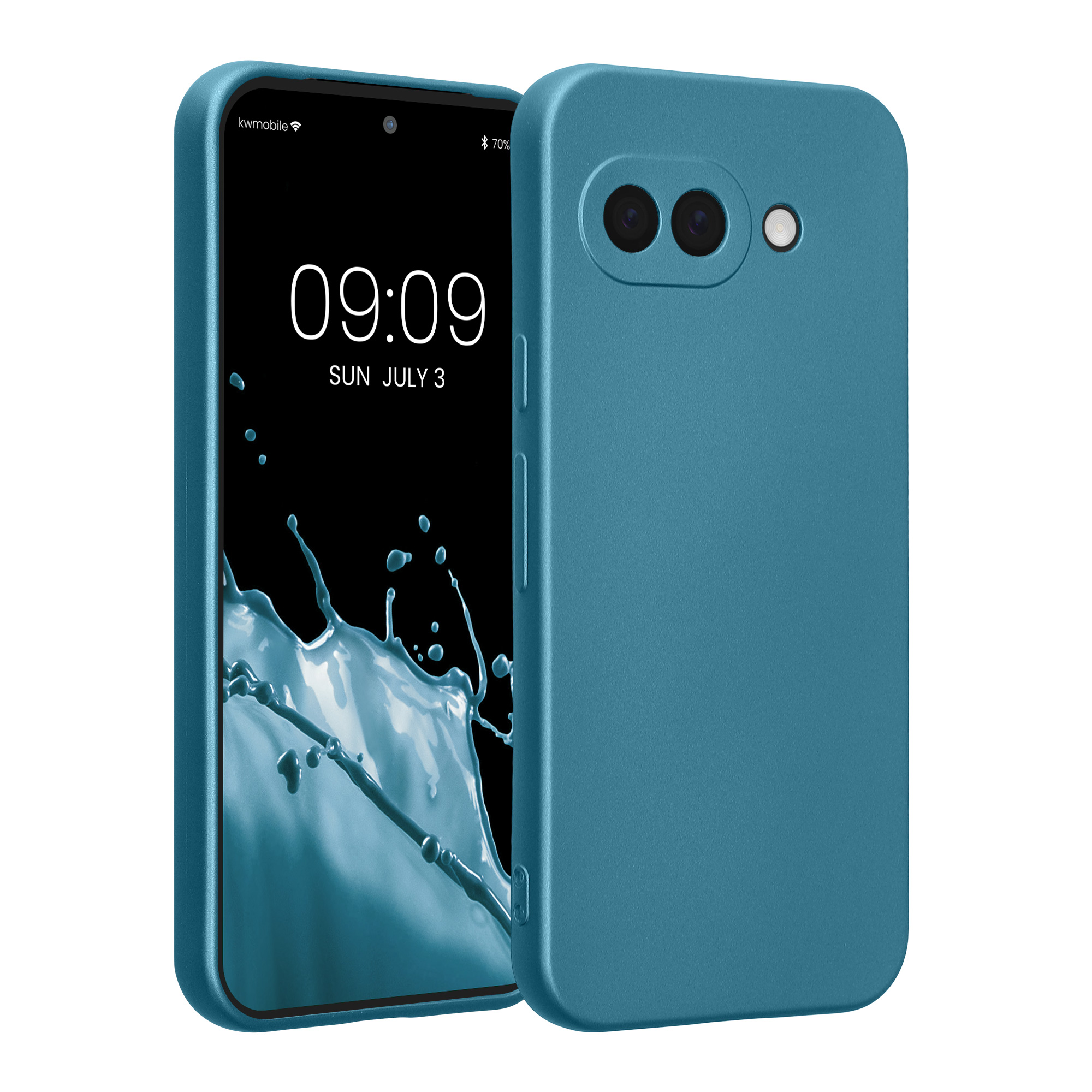 Silikonový kryt kwmobile pro Google Pixel 9a - metalická karibská modrá