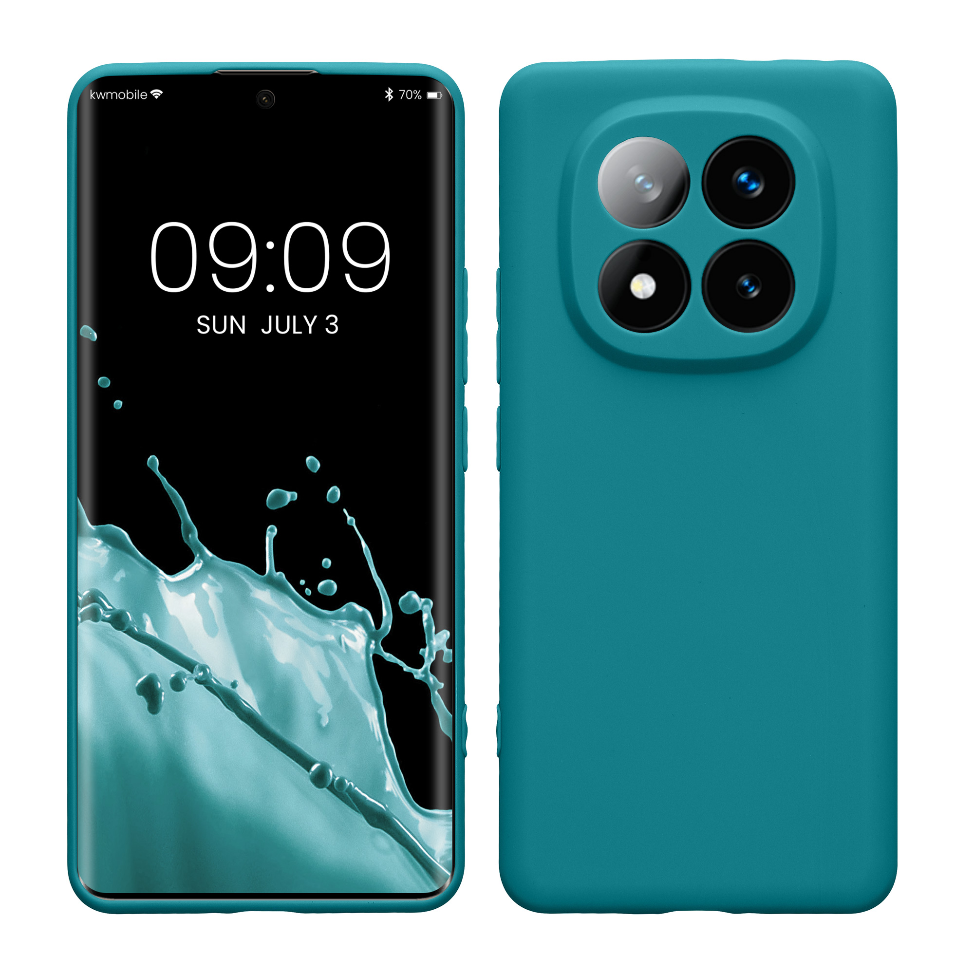 Kryt Xiaomi Redmi Note 14 Pro+ 5G silikonový TPU modrozelená matná kwmobile