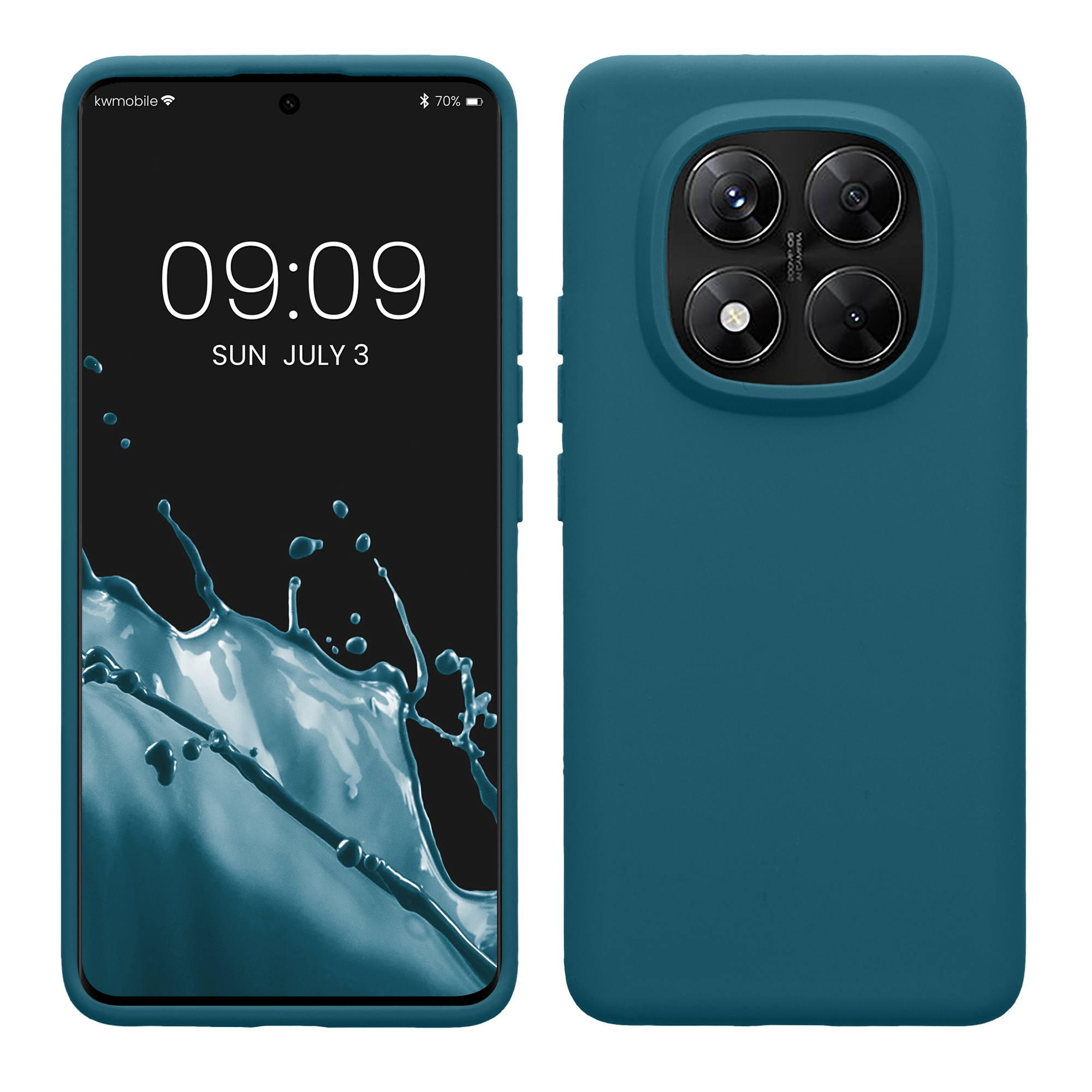 Kryt Xiaomi Redmi Note 14 Pro 5G silikonový TPU modrozelená matná kwmobile