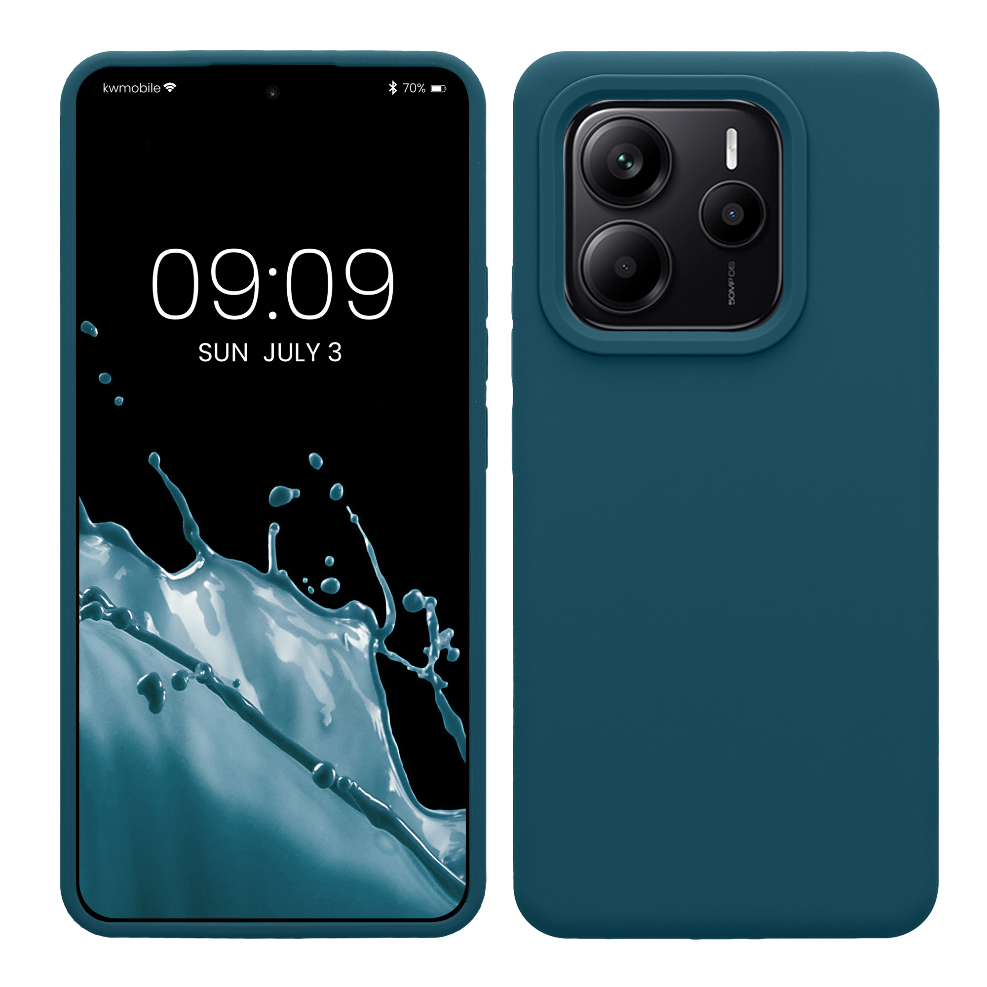 Kryt Xiaomi Redmi Note 14 5G (Not for 4G) silikonový TPU modrozelená matná kwmobile