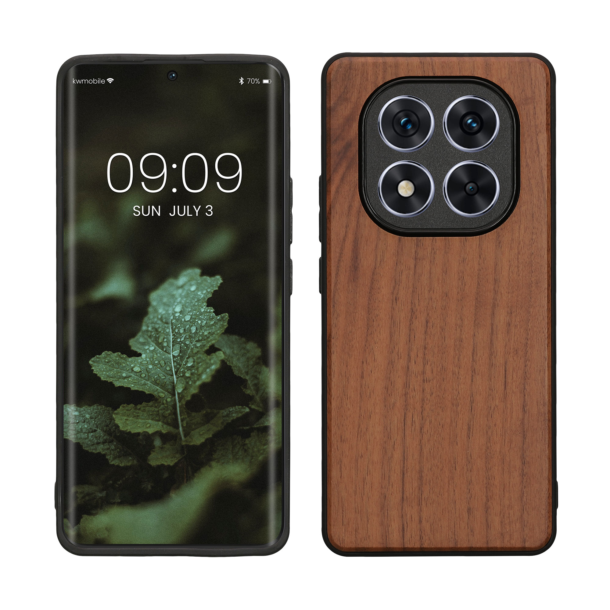 Dřevěné pouzdro pro Xiaomi Redmi Note 14 Pro 5G / Poco X7 kwmobile - tvrdý obal v tmavě hnědé barvě