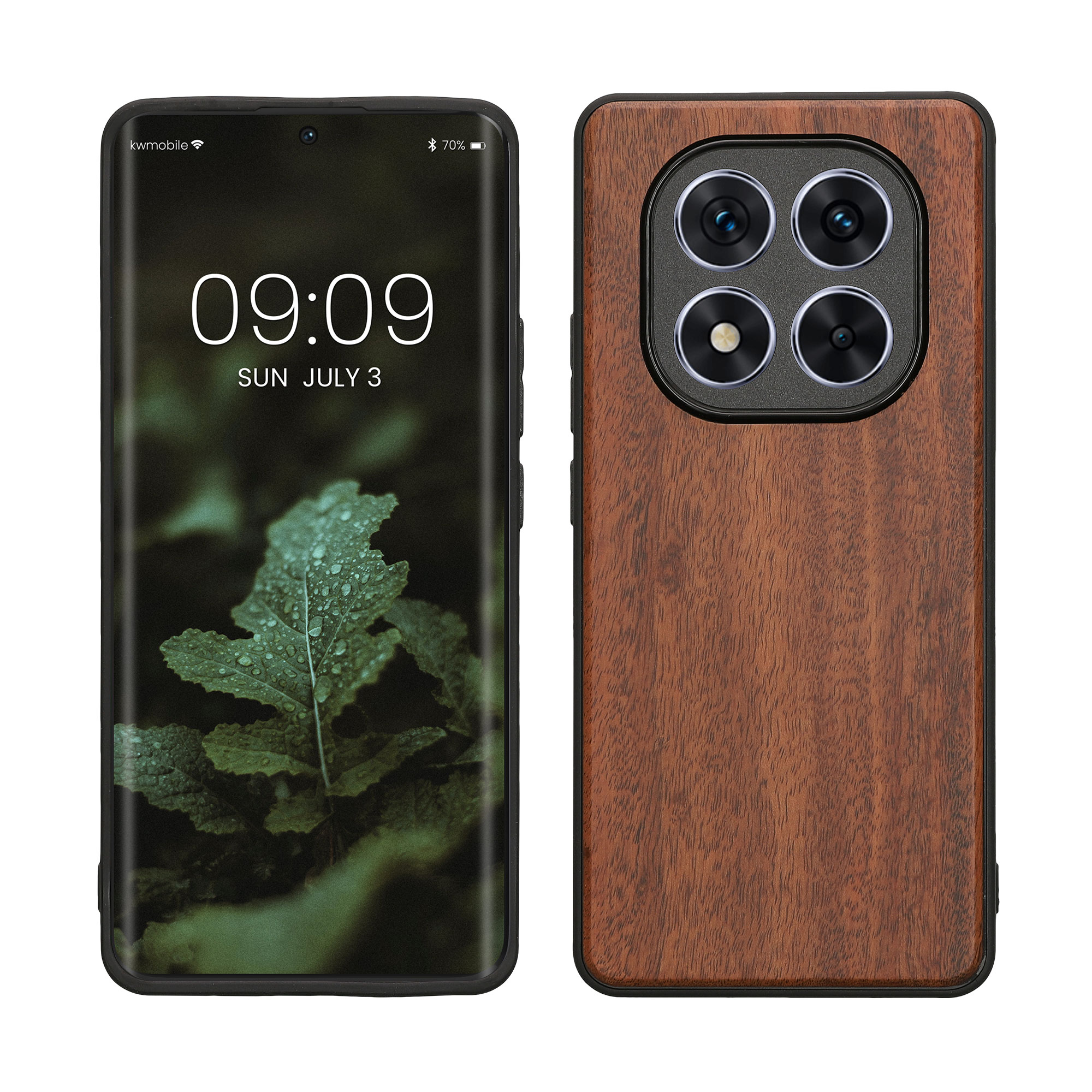Dřevěný kryt Xiaomi Redmi Note 14 Pro 5G TPU nárazník hnědá kwmobile