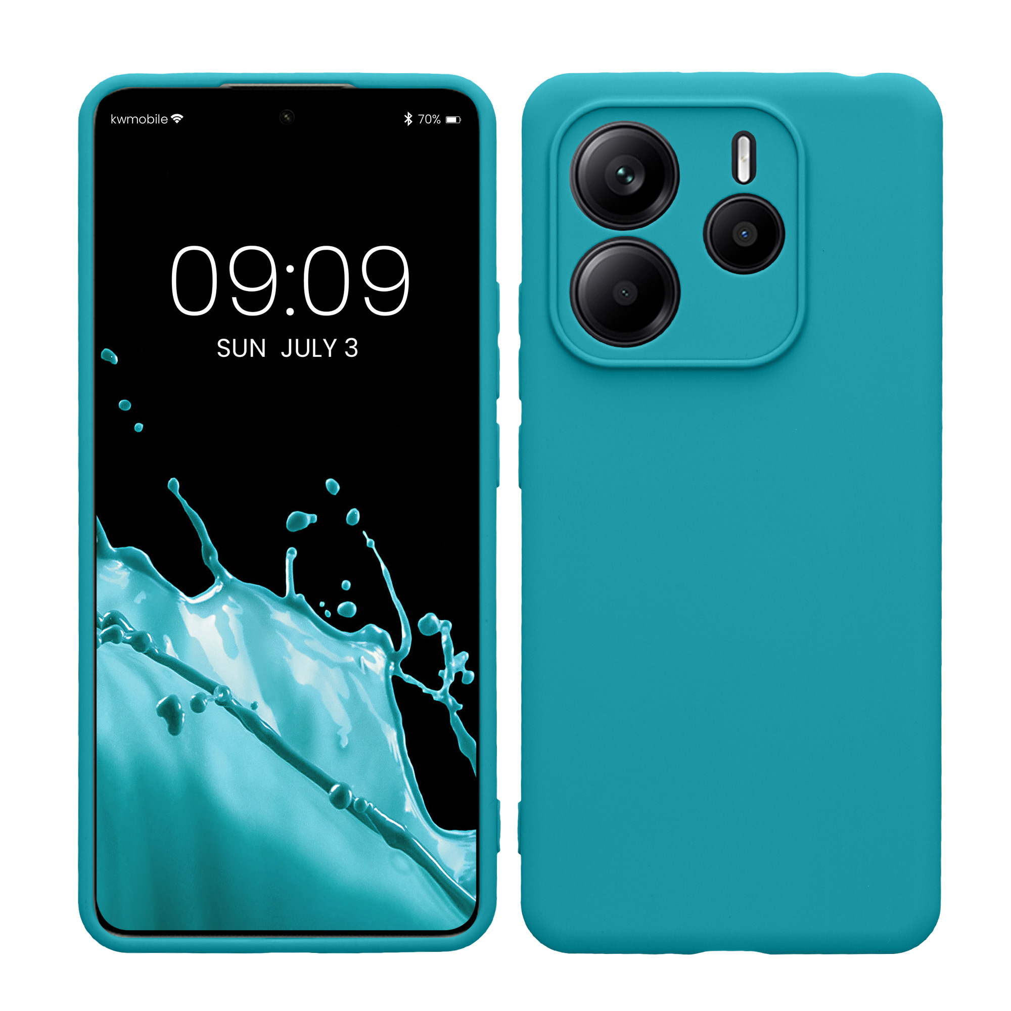 Kryt Xiaomi Redmi Note 14 5G (Not for 4G) silikonový TPU modrozelená matná kwmobile