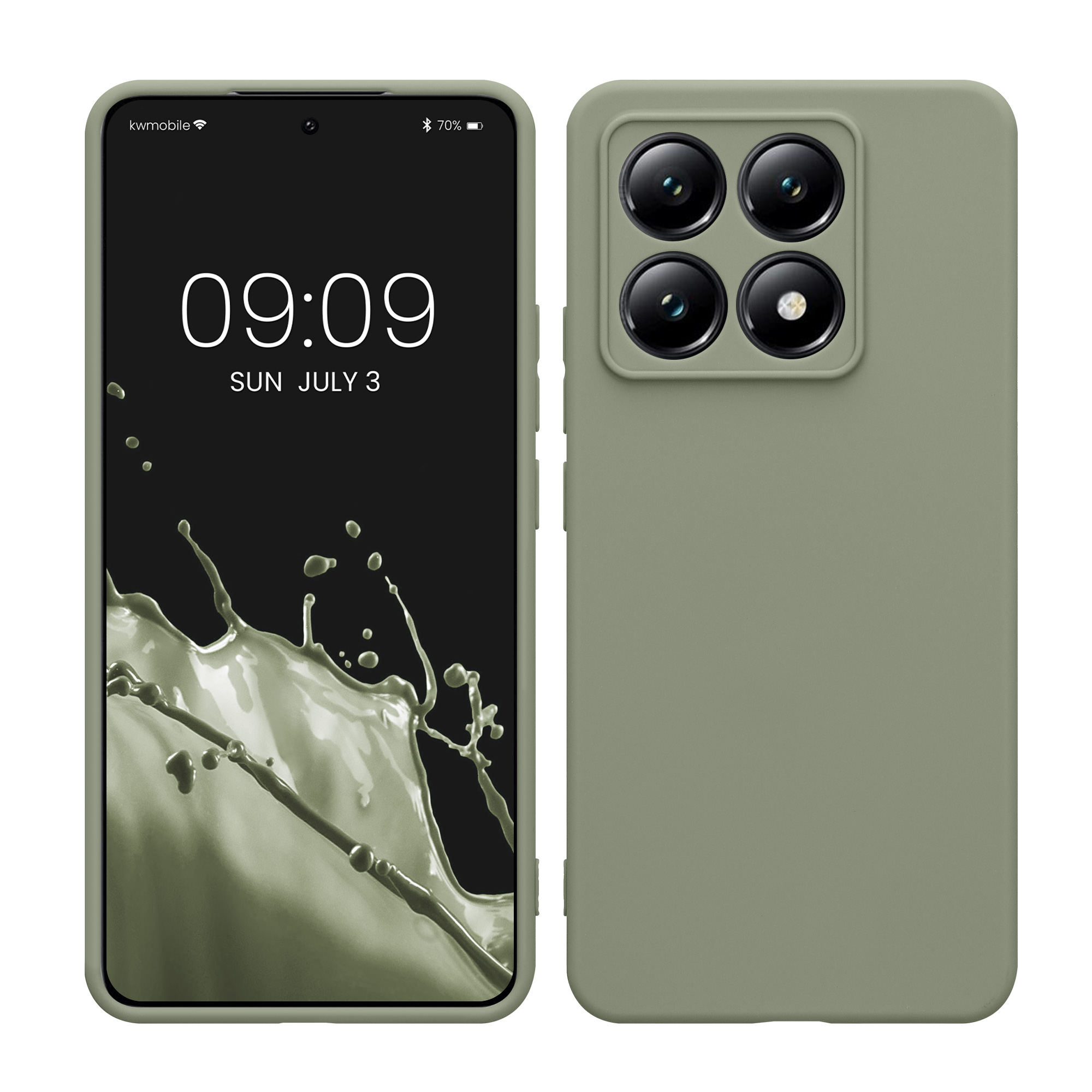Kryt na mobil Xiaomi 14T kwmobile Soft Matte šedozelená
