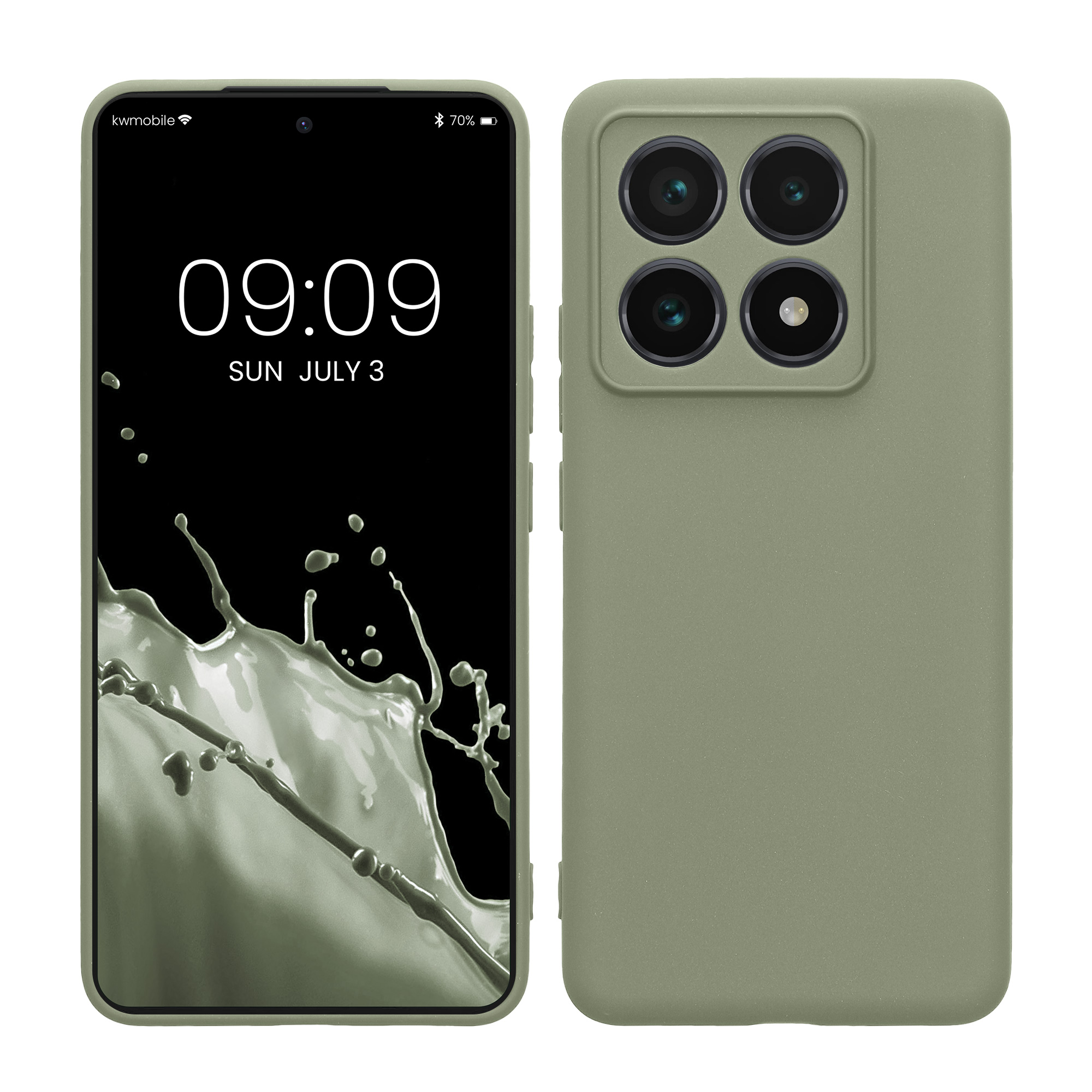 Kryt na mobil Xiaomi 14T Pro kwmobile Soft Matte šedozelená