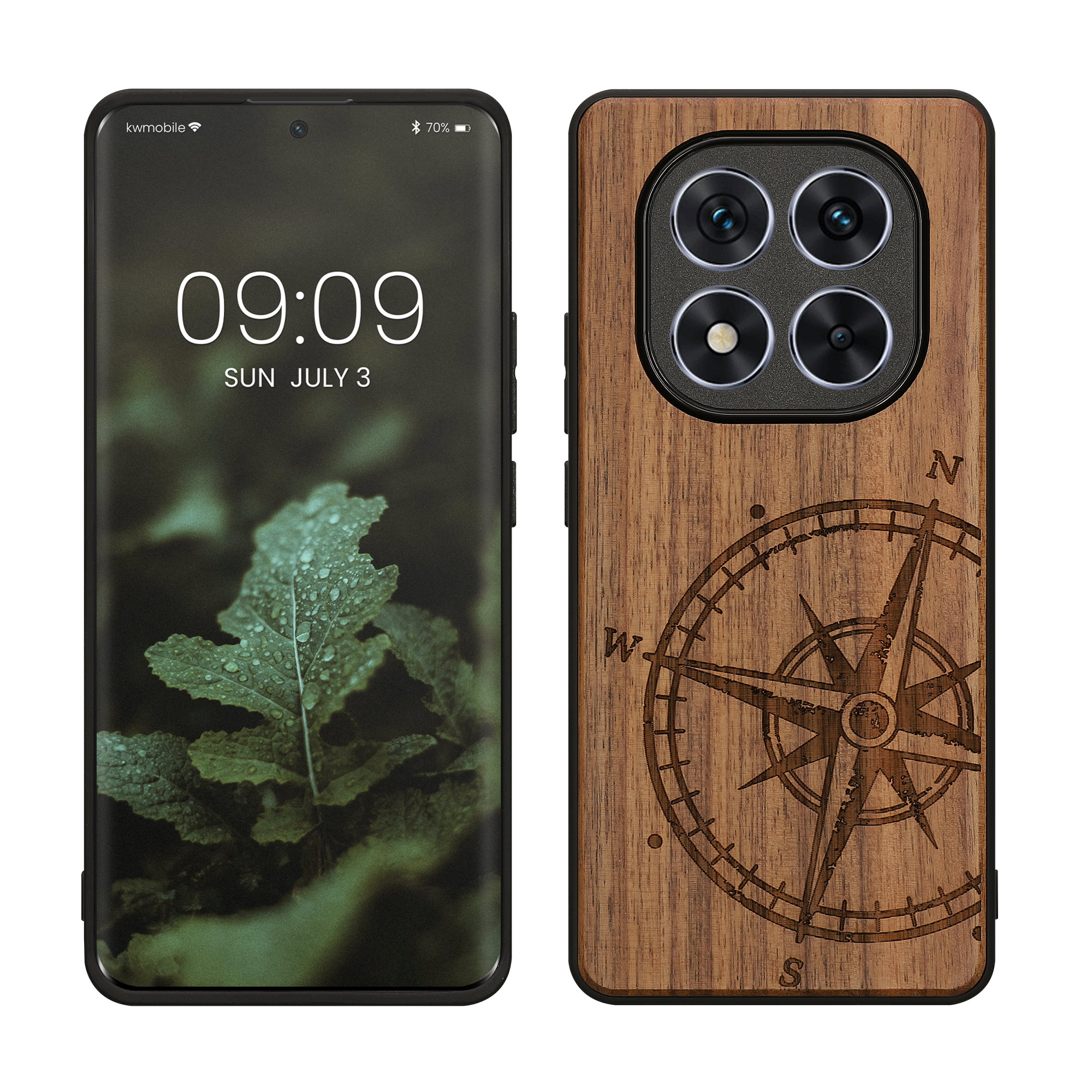 Dřevěný kryt Xiaomi Redmi Note 14 Pro 5G TPU nárazník tmavě hnědá kwmobile