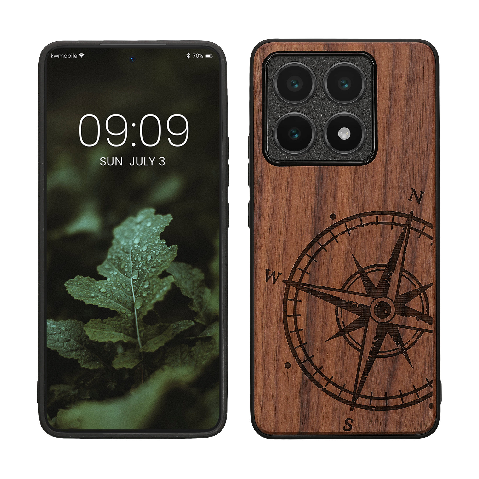 Kryt na mobil Xiaomi 14T kwmobile Wood Case tmavě hnědá
