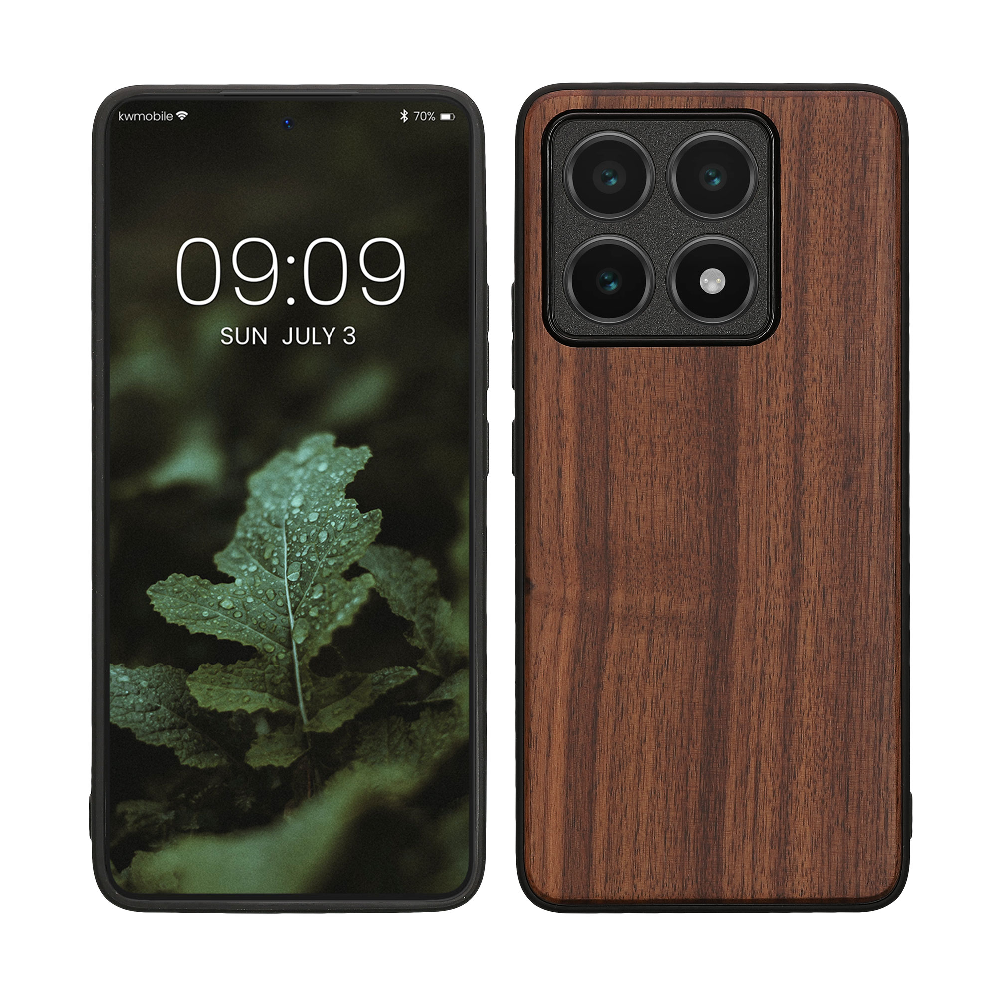 Kryt na mobil Xiaomi 14T kwmobile Wood Case tmavě hnědá