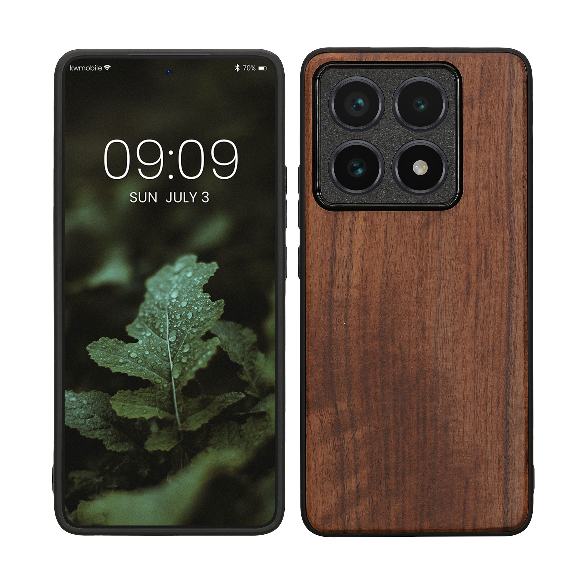 Kryt na mobil Xiaomi 14T Pro kwmobile Wood Case tmavě hnědá