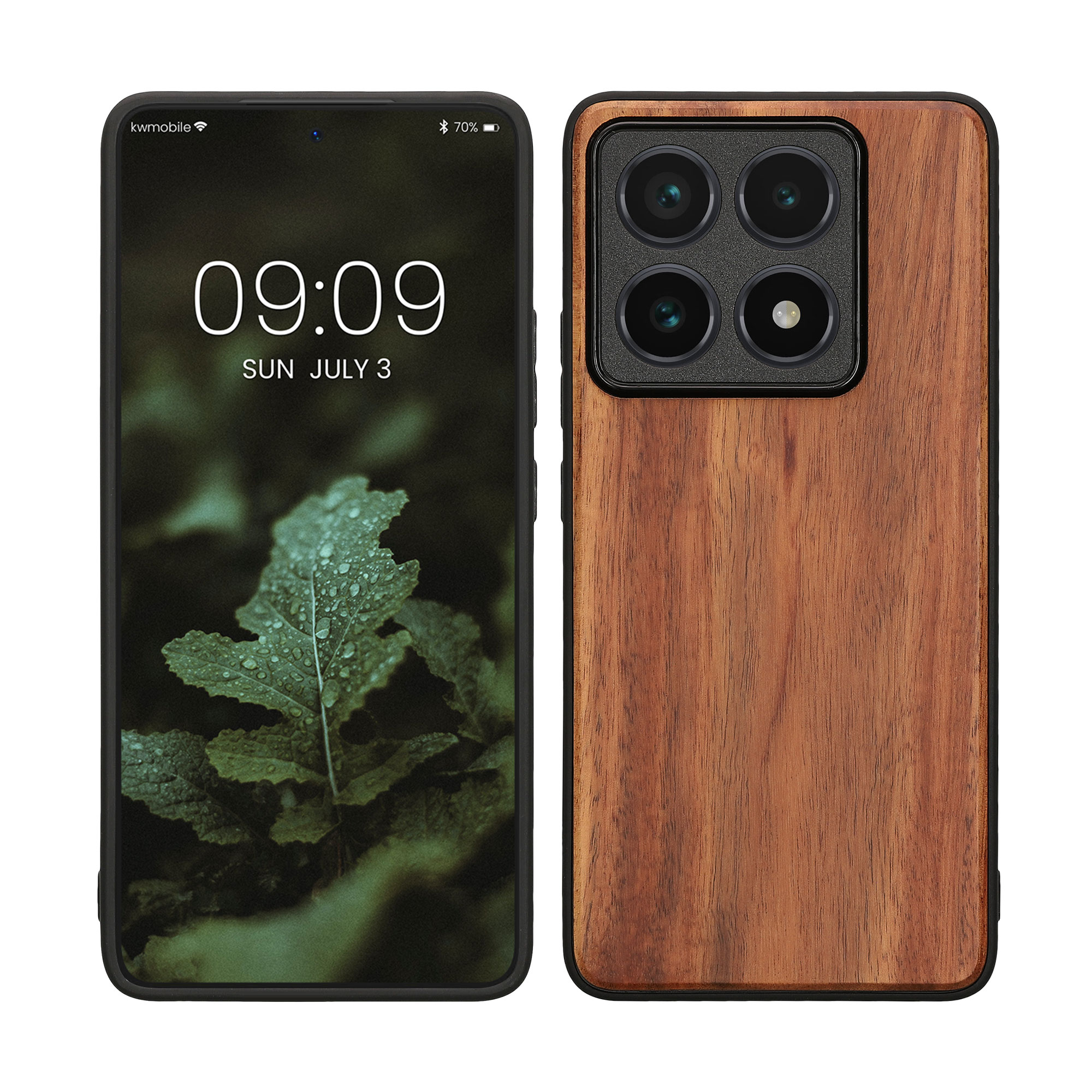 Kryt na mobil Xiaomi 14T Pro kwmobile Wood Case vintage hnědá / hnědá