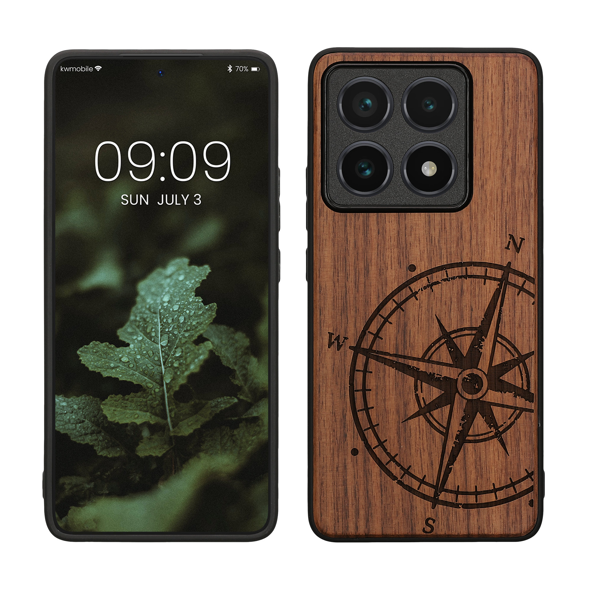Kryt na mobil Xiaomi 14T Pro kwmobile Wood Case tmavě hnědá