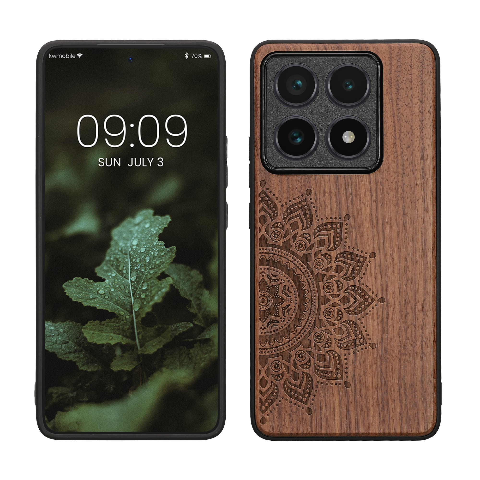 Kryt na mobil Xiaomi 14T Pro kwmobile Wood Case tmavě hnědá