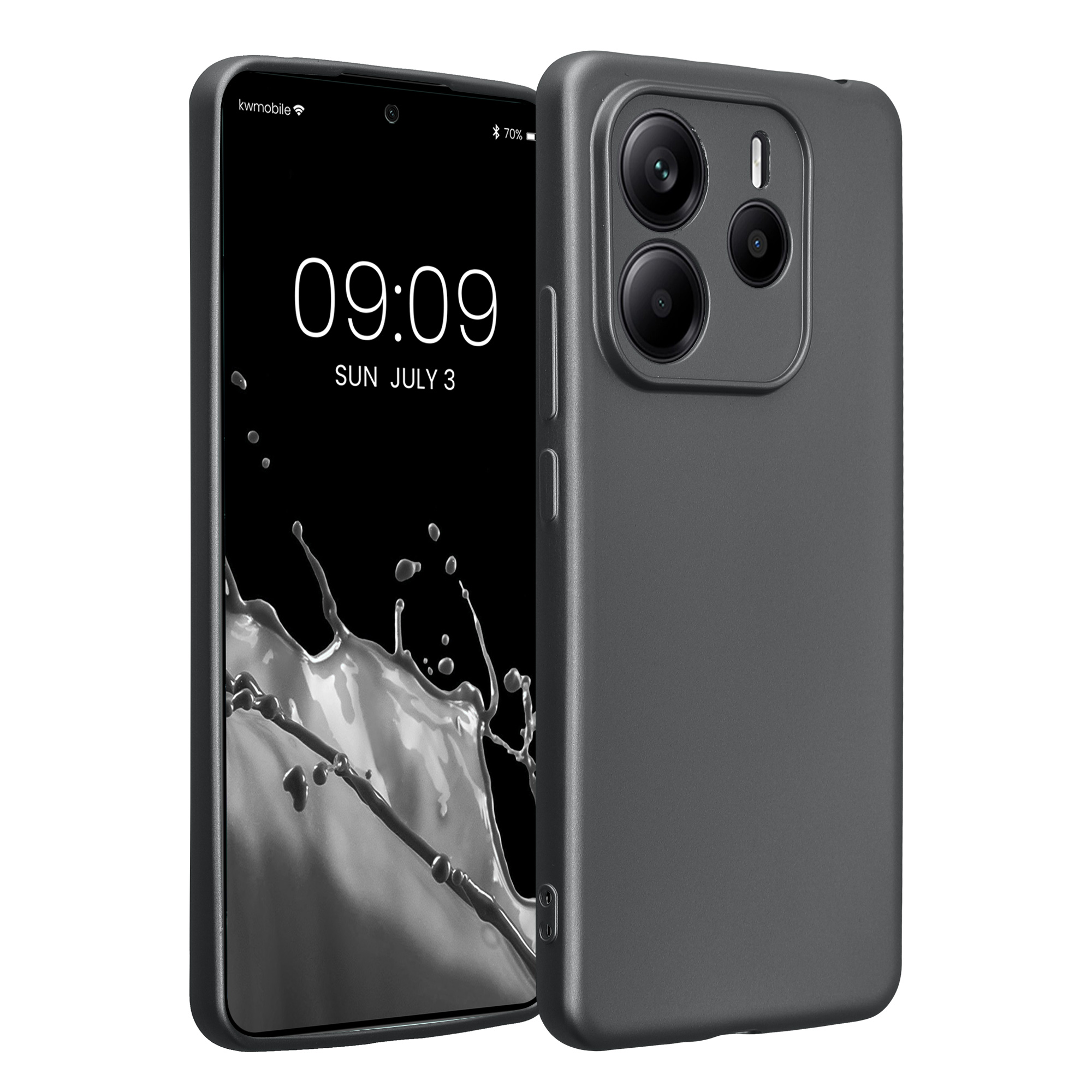 Pouzdro pro Xiaomi Redmi Note 14 5G (není pro verzi 4G) kwmobile metalické TPU - metalická šedá
