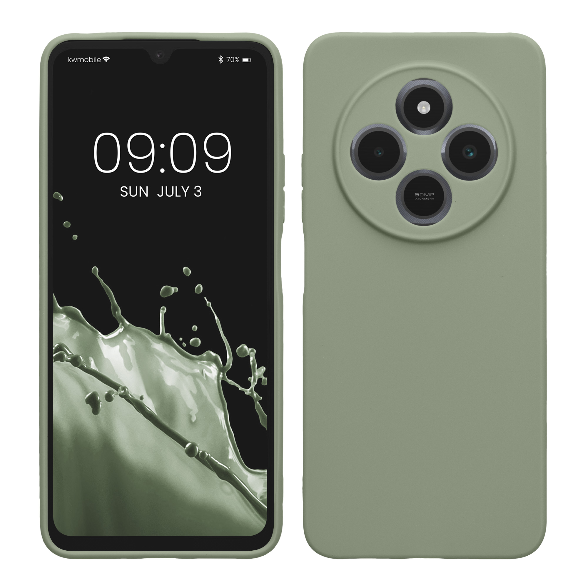 Kryt Xiaomi Redmi 14C silikonový TPU šedozelená kwmobile