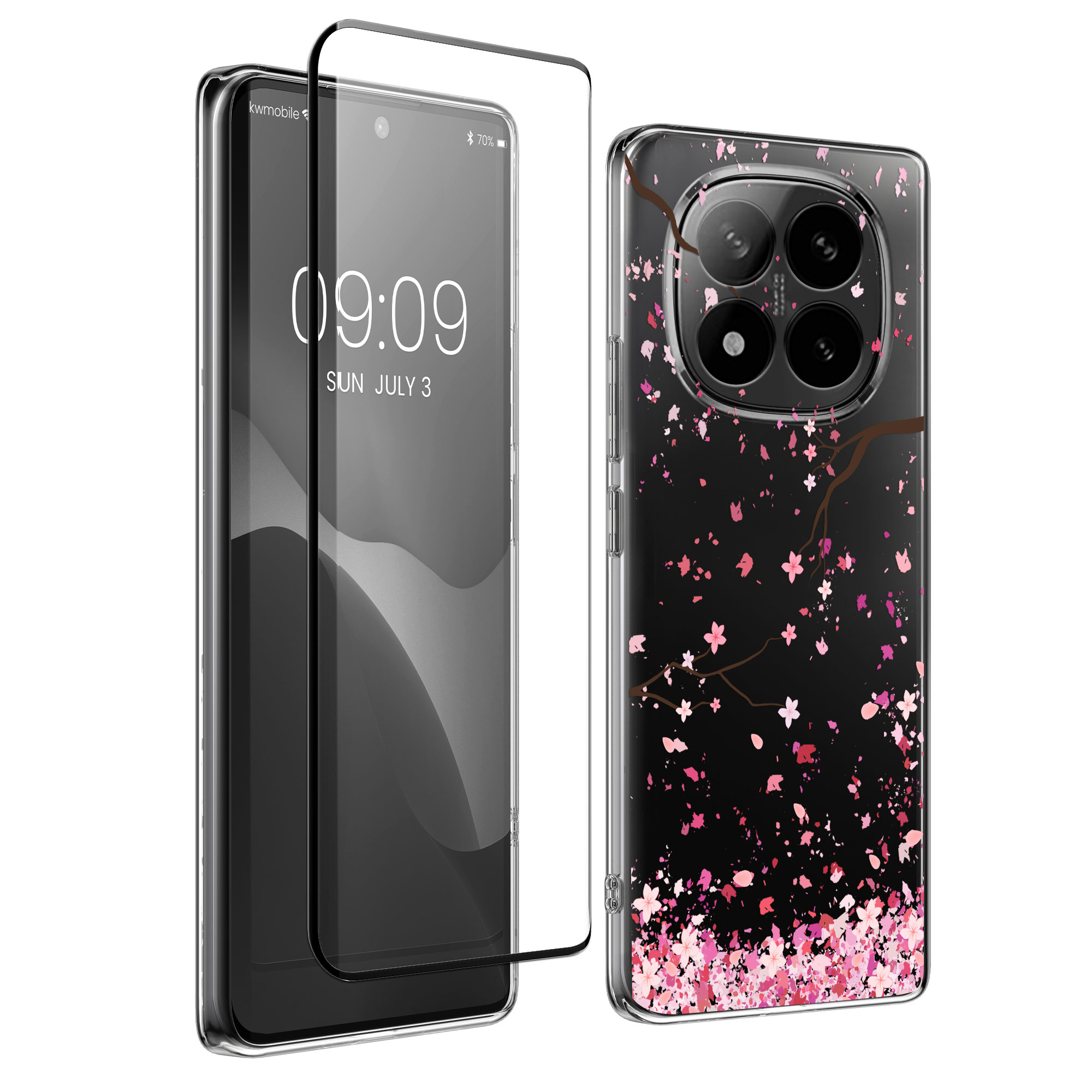 Průhledný kryt Xiaomi Redmi Note 14 Pro 5G sada ochranné sklo kwmobile