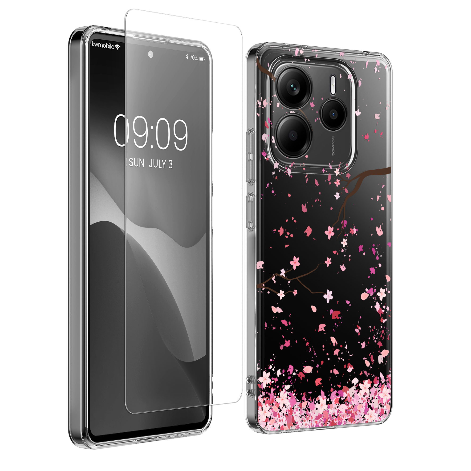Průhledný kryt Xiaomi Redmi Note 14 5G (Not for 4G) sada ochranné sklo kwmobile