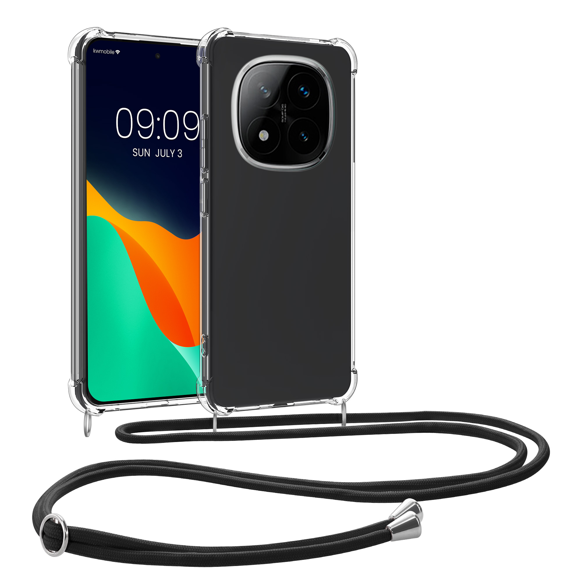 Kryt Xiaomi Redmi Note 14 Pro 5G crossbody popruh průhledná kwmobile