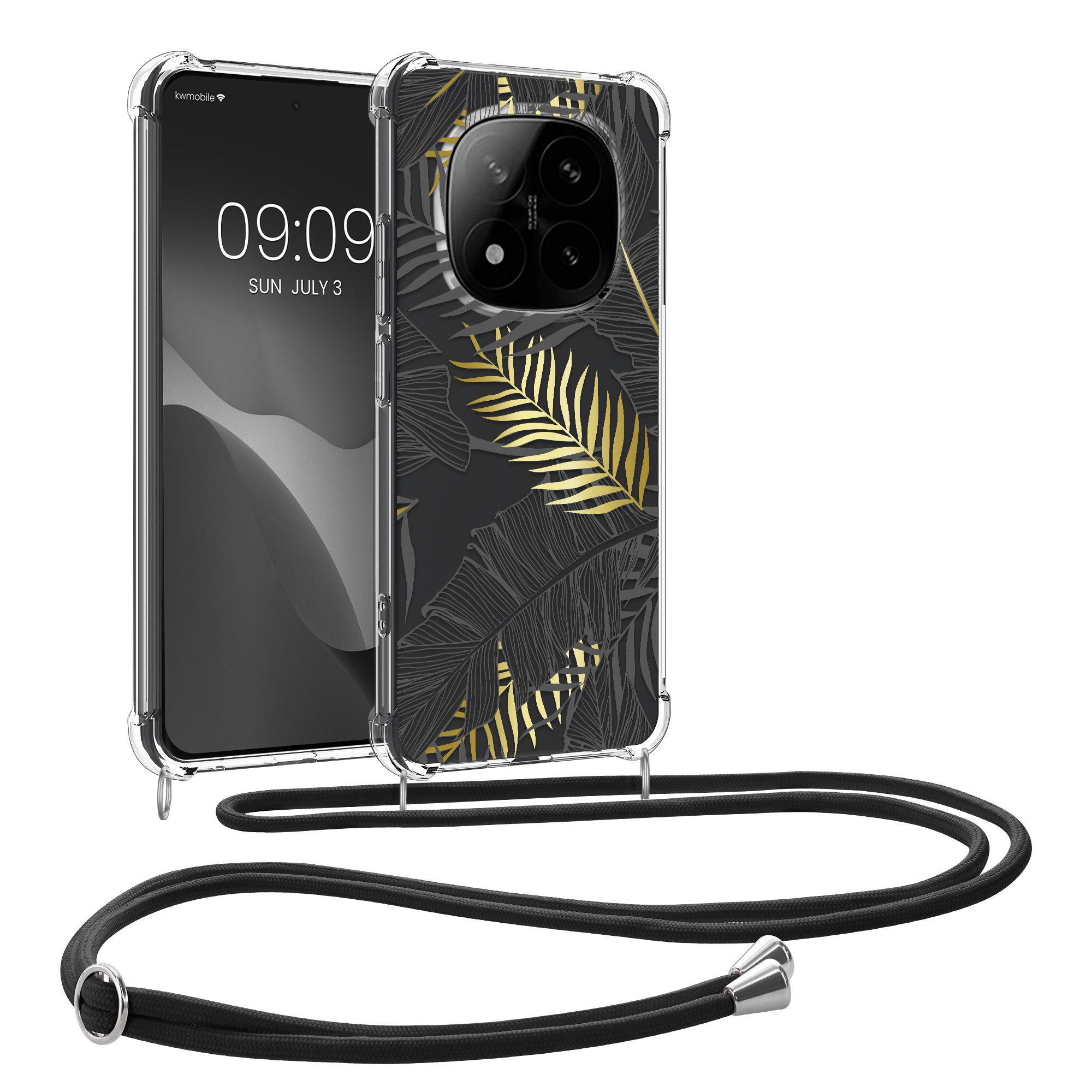 Kryt Xiaomi Redmi Note 14 Pro 5G crossbody popruh průhledná kwmobile
