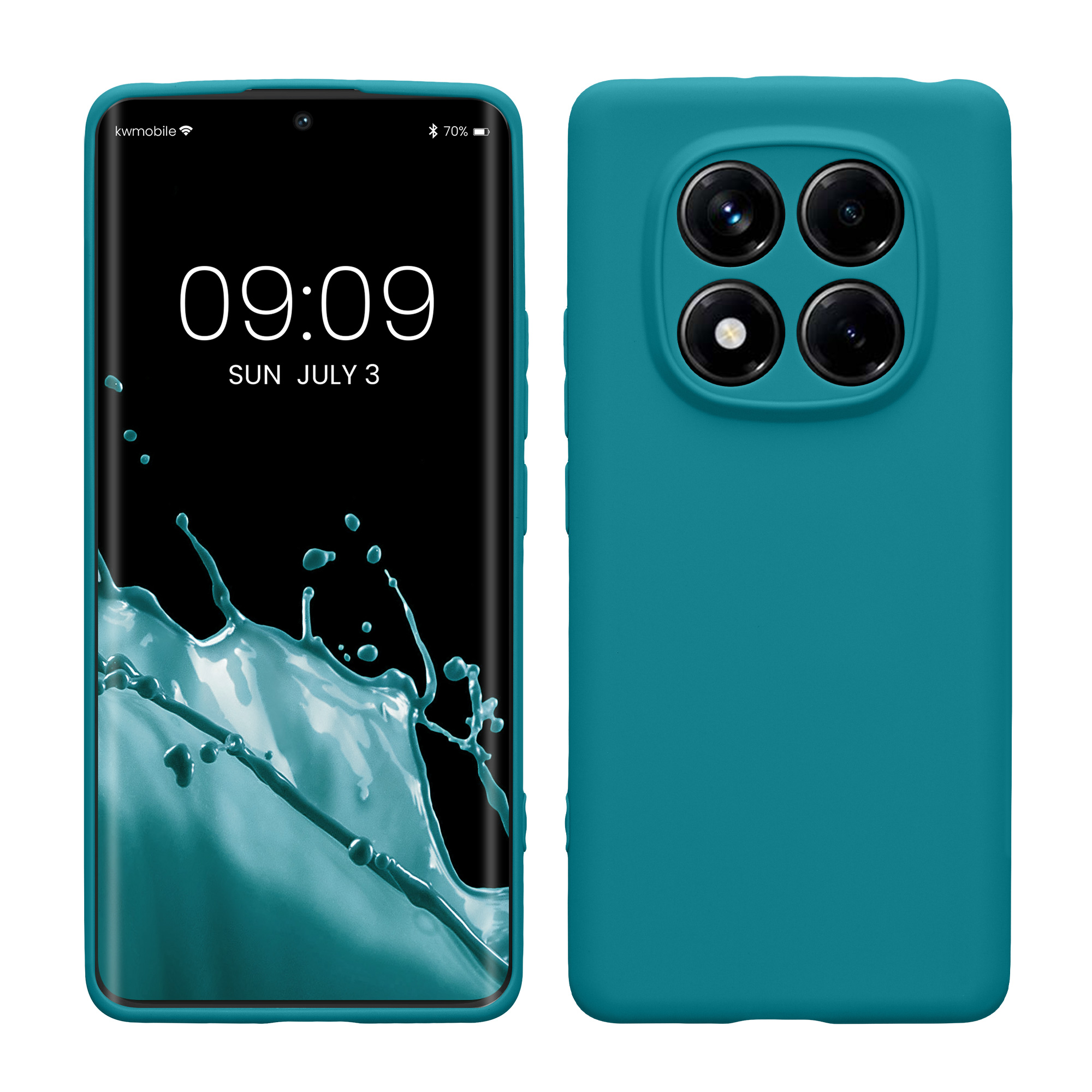 Kryt Xiaomi Redmi Note 14 Pro 4G silikonový TPU modrozelená matná kwmobile