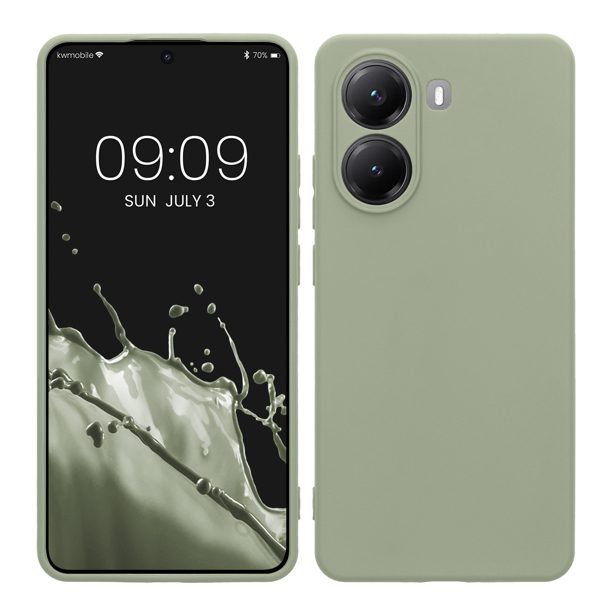 Kryt na mobil Xiaomi Poco X7 Pro 5G, tenký - kwmobile, šedozelený