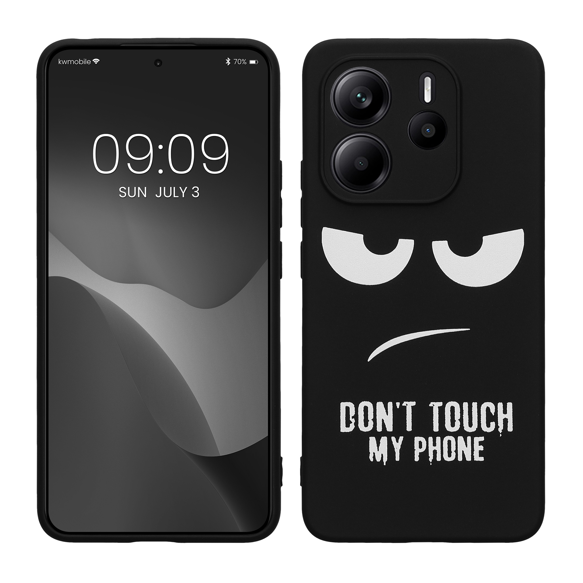 TPU silikonové pouzdro pro Xiaomi Redmi Note 14 4G (není pro verzi 5G) kwmobile - bílá „nesahej na můj telefon“ / černá