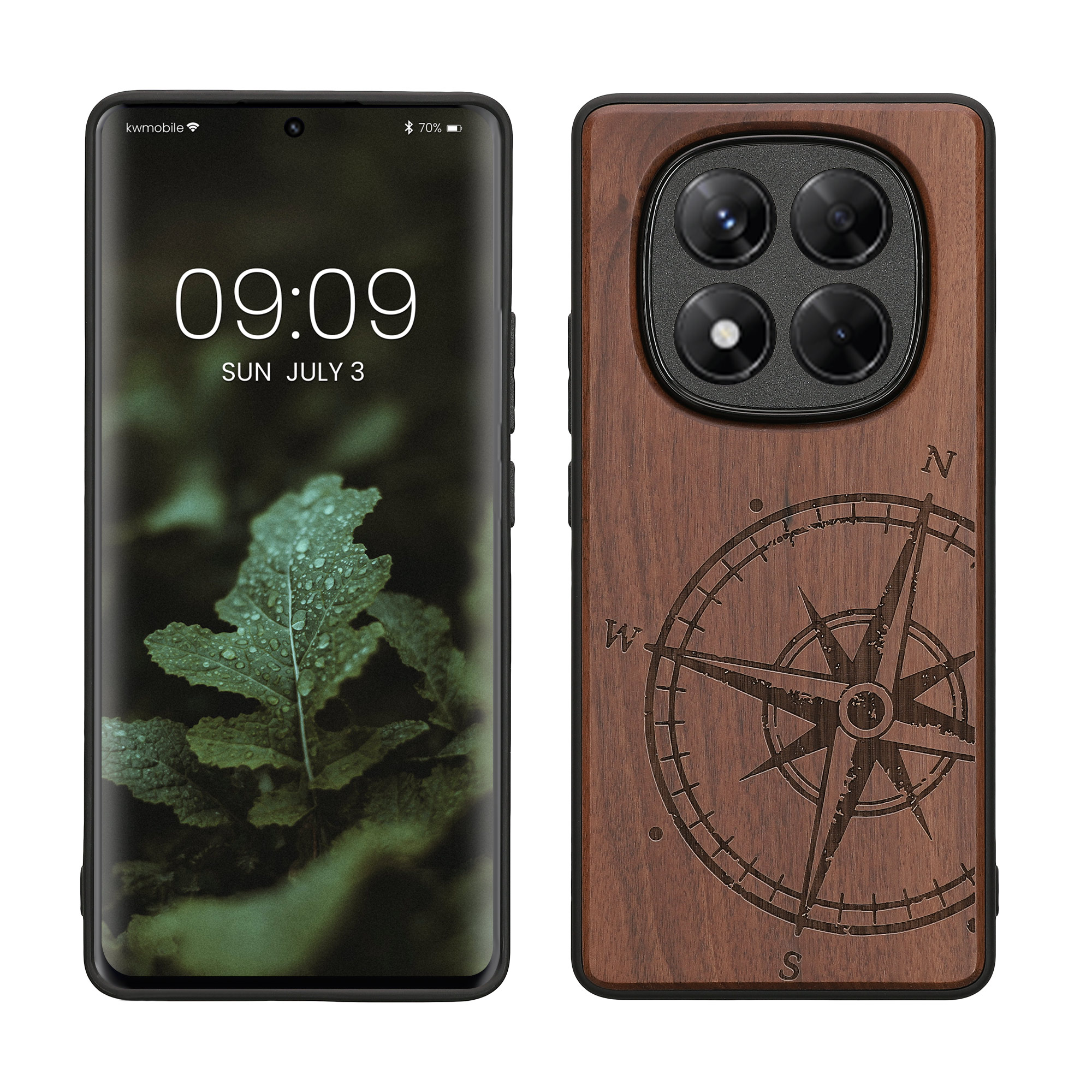 Dřevěný kryt Xiaomi Redmi Note 14 Pro 4G TPU nárazník tmavě hnědá kwmobile