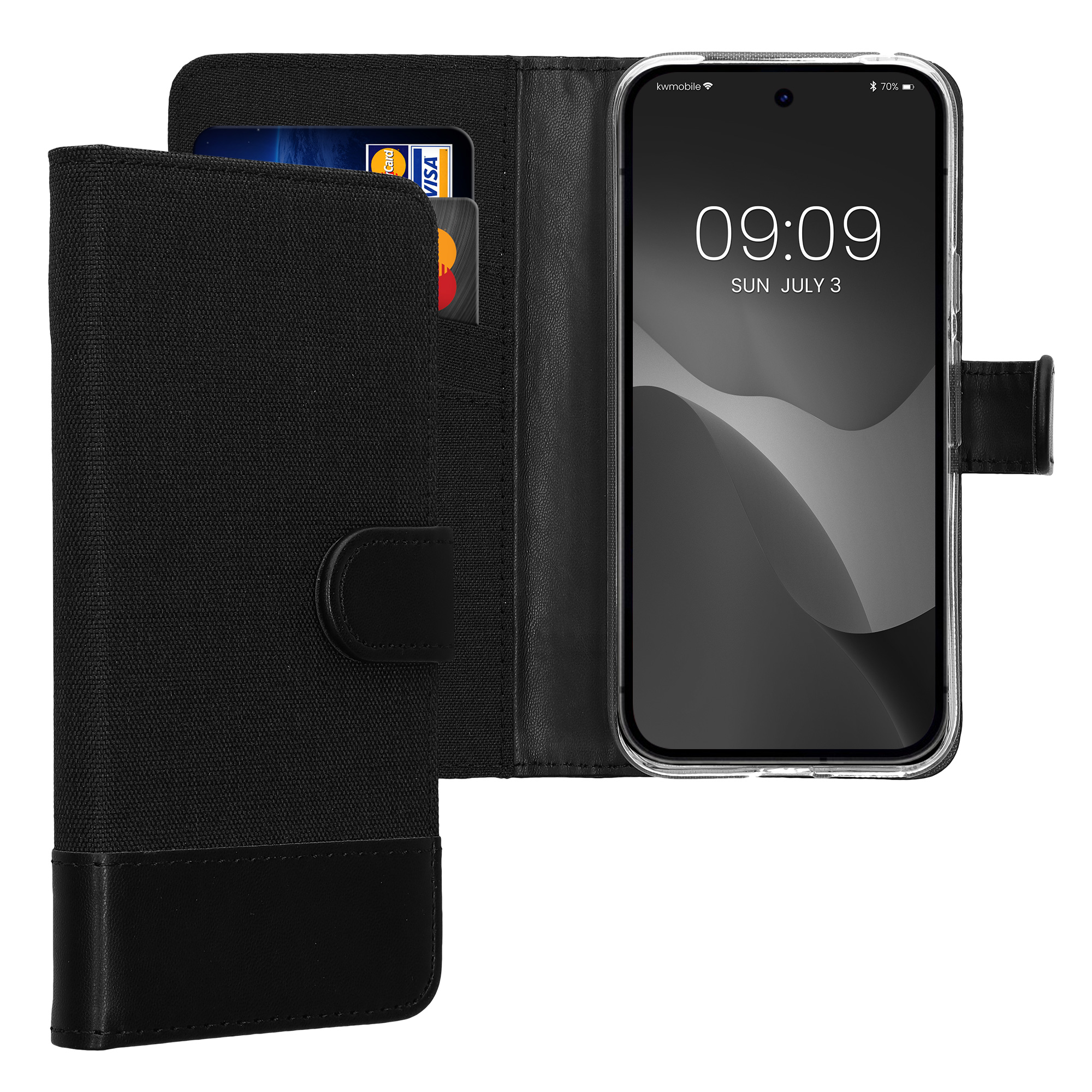 Flipové pouzdro kwmobile pro Google Pixel 9a - antracitová / černá